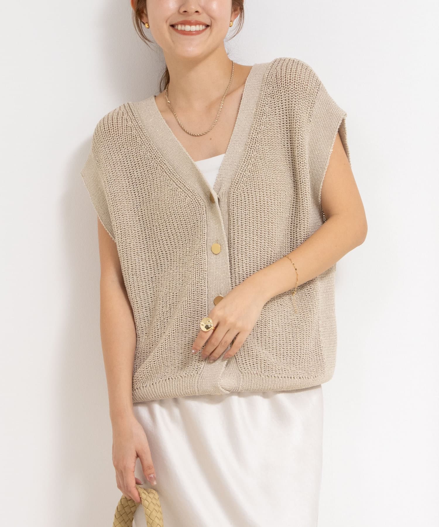 ◇25SS◇2nd NOLLEY'S◆Point・昨年も大好評だった前後2WAYのニットベストがアップデートして登場！・清涼感のある和紙×ポリエステル素材で、吸水速乾性・防シワ・アンチピリン