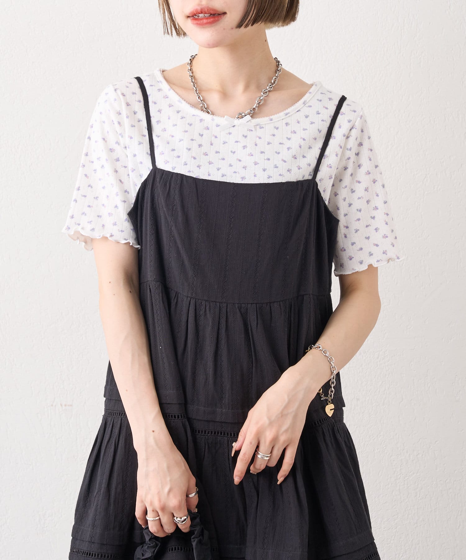 w closet(ダブルクローゼット) パターンメッシュT