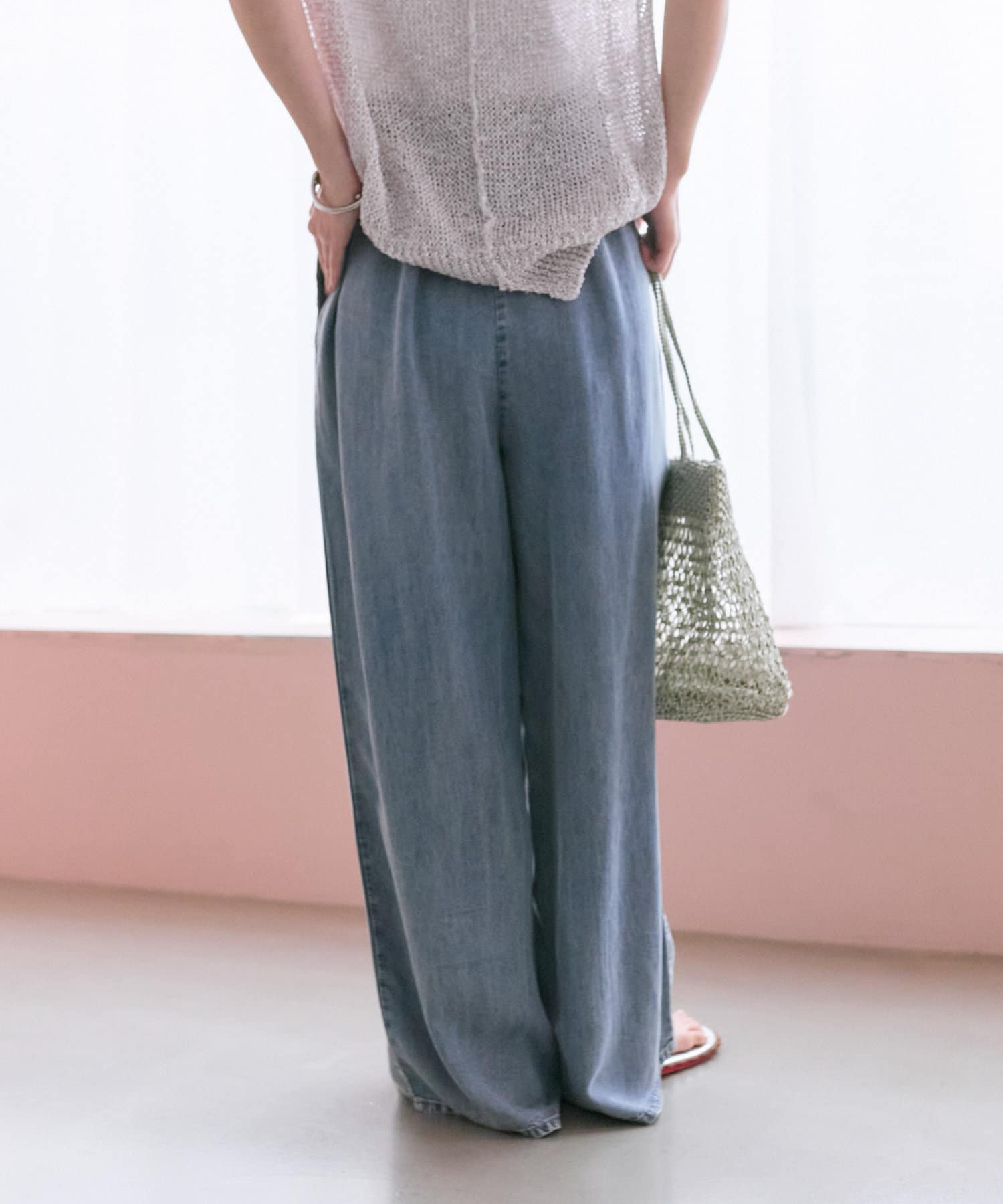 BONBON ワイドタックデニムパンツ La boutique BonBon｜【リラックスデニム】リボンタックデニム