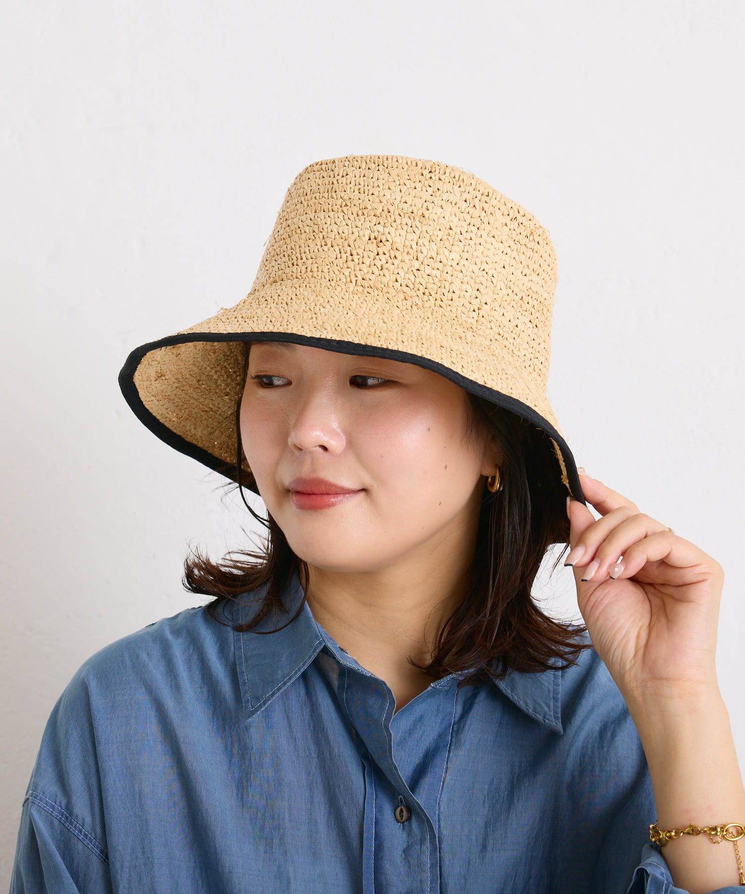 インフルエンサーMatsushita企画】ドロスト付きラフィアバケット