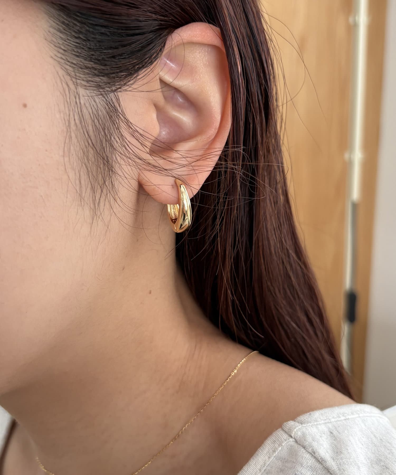 CAPRICIEUX LE'MAGE(カプリシュレマージュ) 【イヤリング/イヤーカフ】〈GOLDY〉ドロップフープワンタッチイヤリング