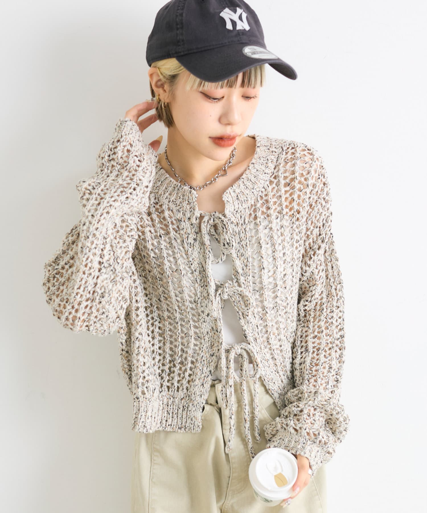 w closet】MIX透かしリボンカーディガン | OUTLET(アウトレット