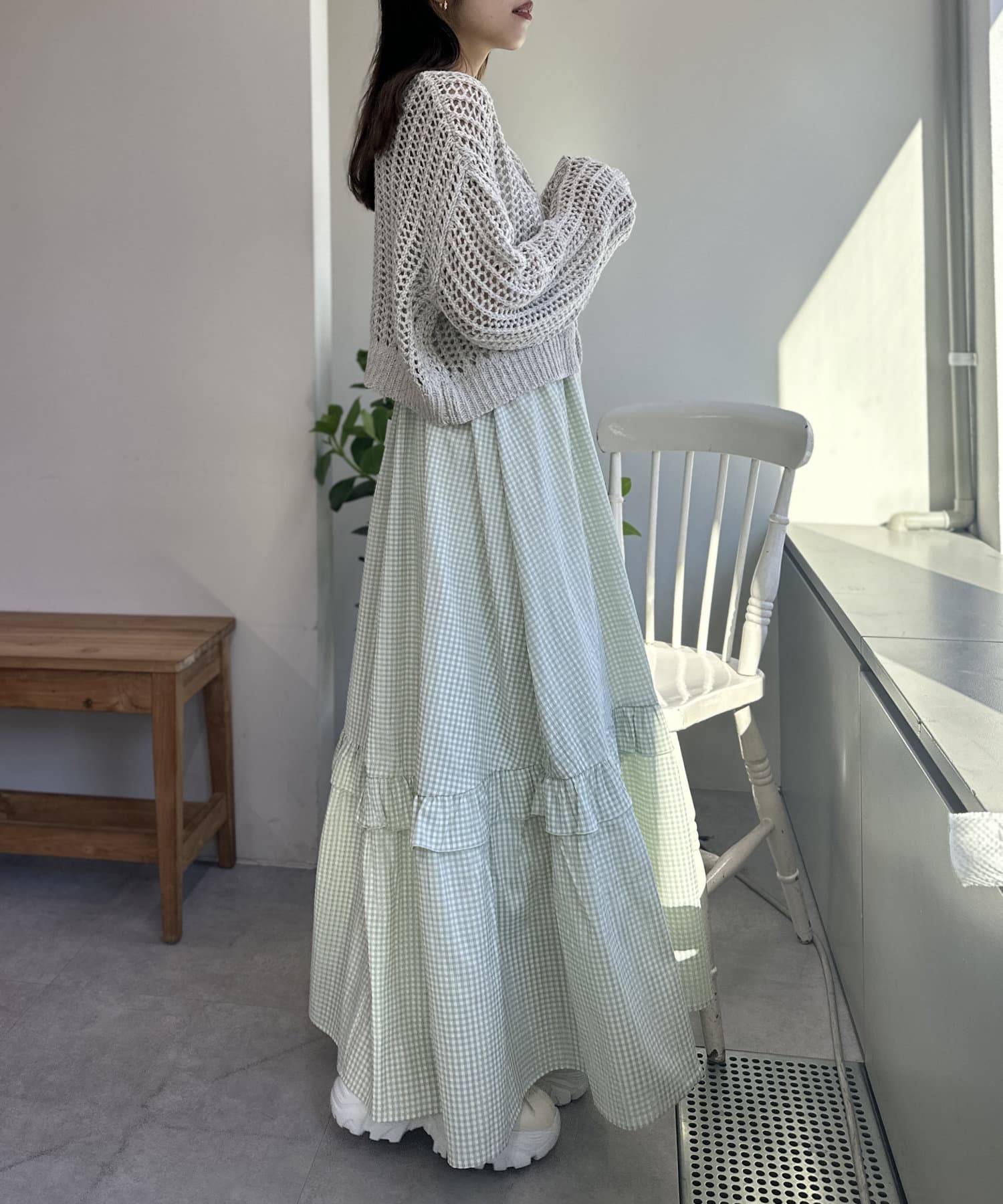 OUTLET(アウトレット) 【w closet】MIX透かしリボンカーディガン