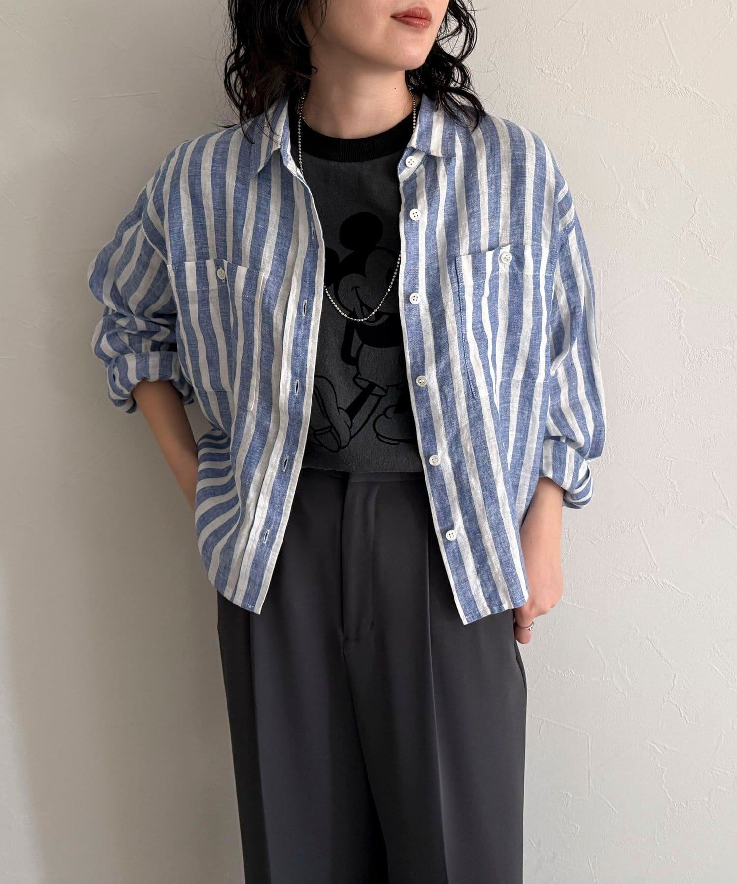 FREDY & GLOSTER(フレディ アンド グロスター) LINEN100クロップドシャツ
