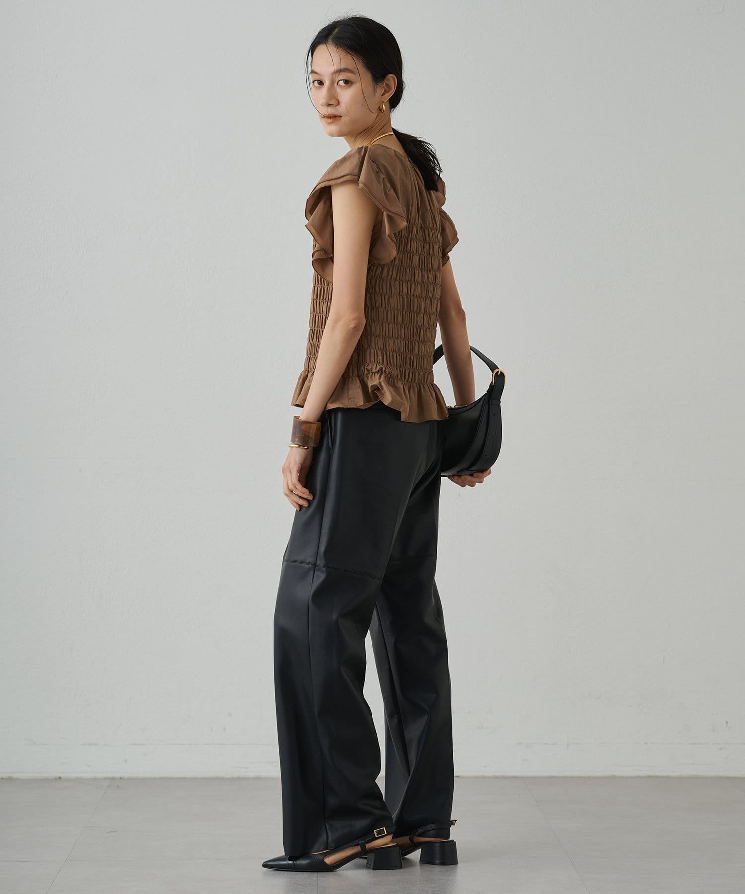 KMKM 美品Loungedress(ラウンジドレス)シャーリングブラウス シャーリングニットブラウス | LOUNGEDRESS(ラウンジドレス