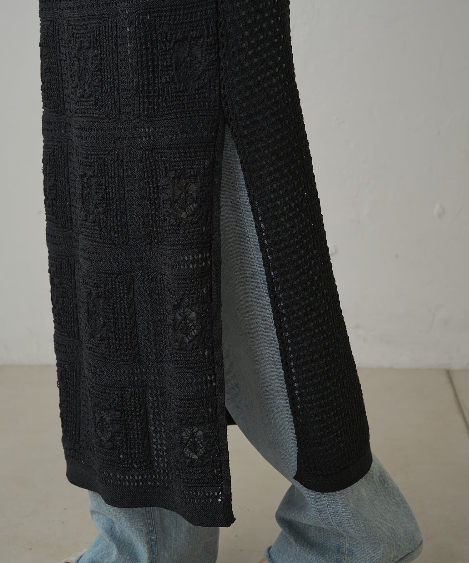 OUTLET(アウトレット) 【Loungedress】クロシェニットワンピース