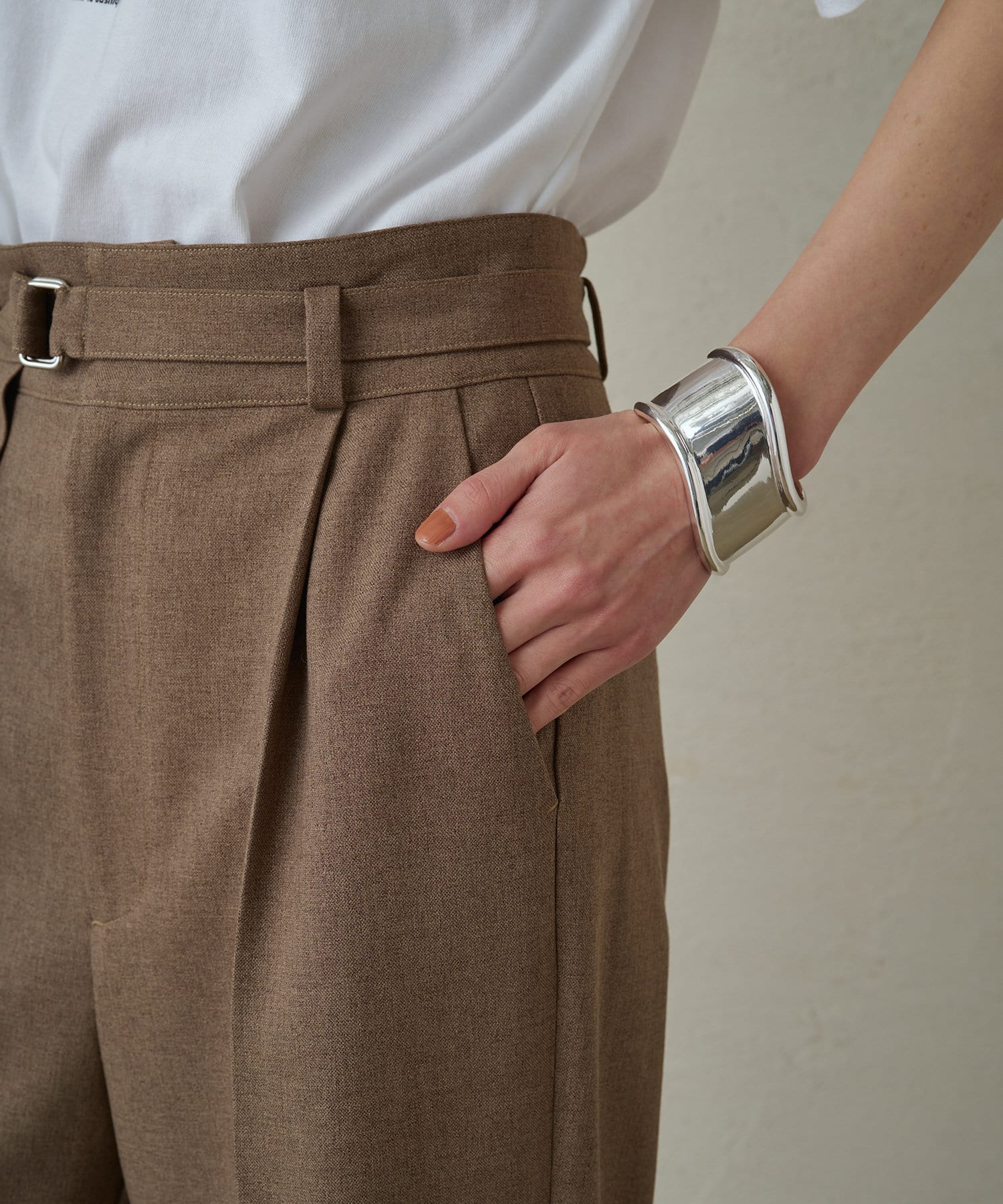 OUTLET(アウトレット) 【Loungedress】ハイウエストベルトパンツ