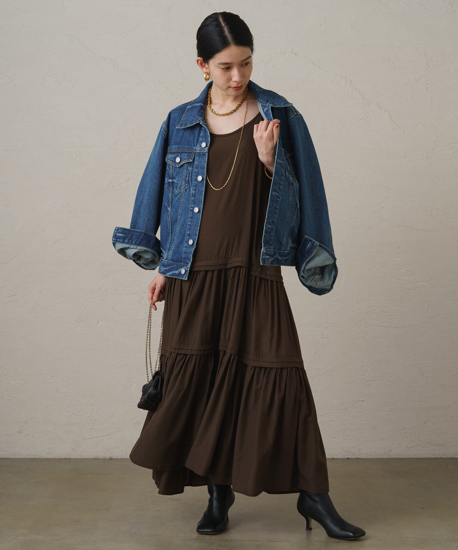 Loungedress】サテンティアードキャミワンピース | OUTLET