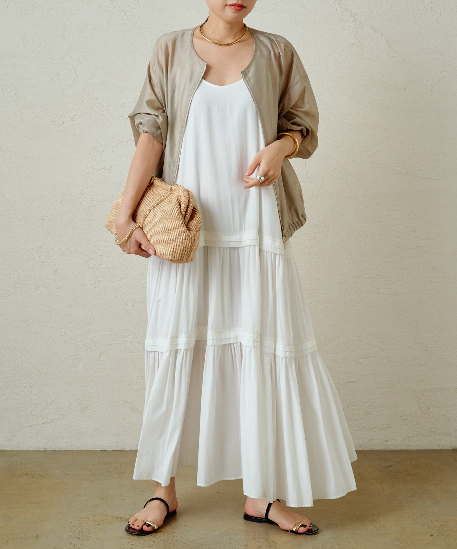 Loungedress】サテンティアードキャミワンピース | OUTLET