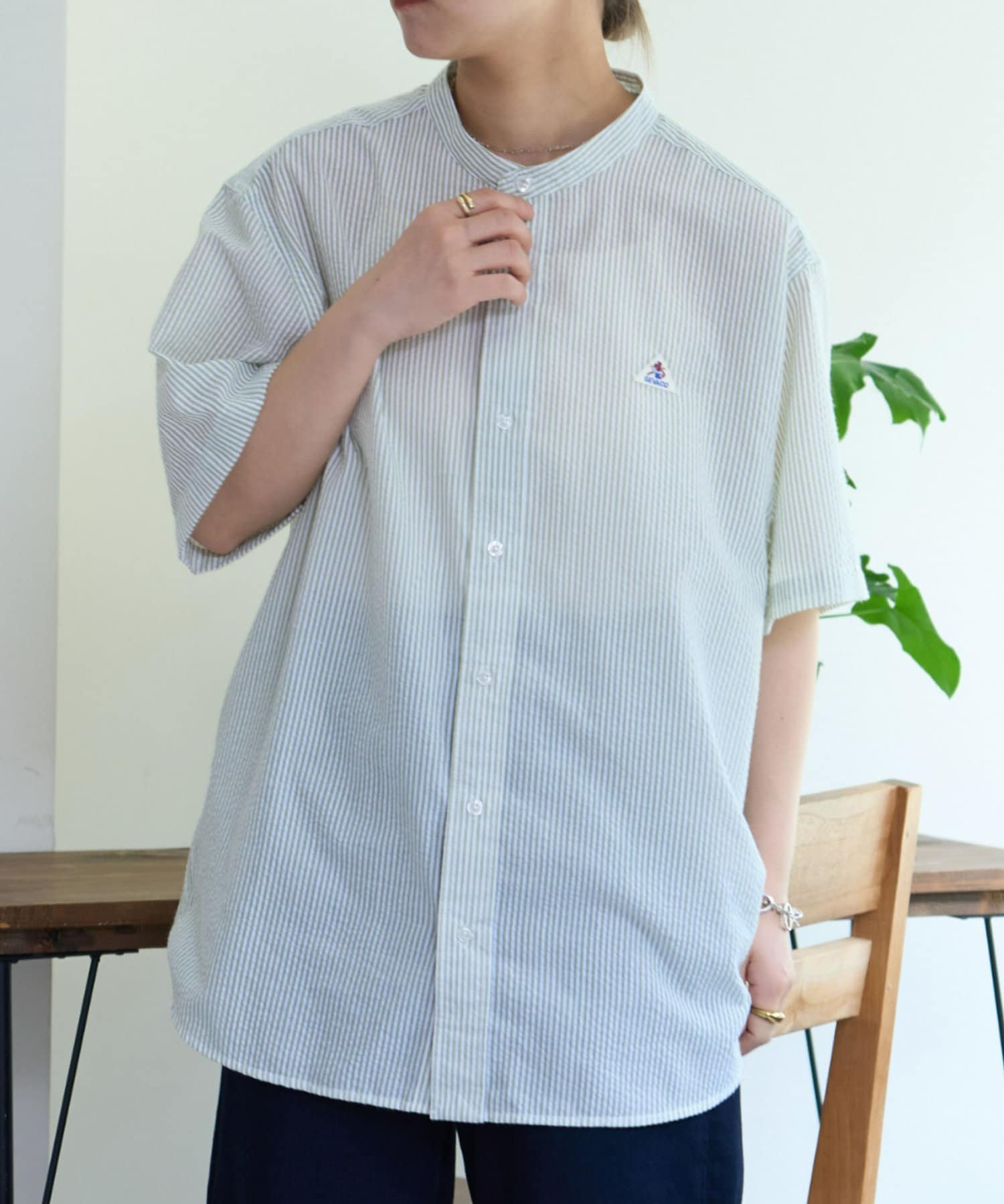 CIAOPANIC TYPY】シアサッカーバンドカラーシャツ | OUTLET