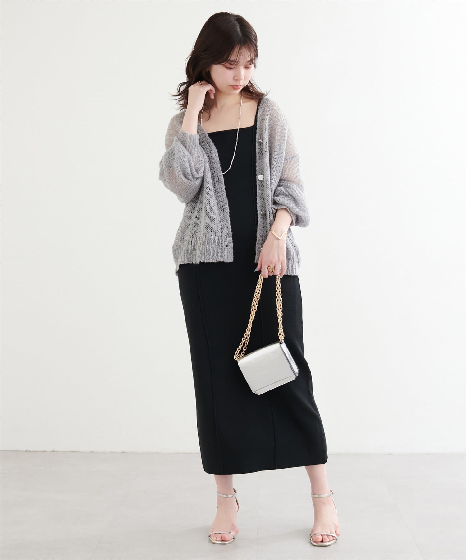 natural couture(ナチュラルクチュール) 【WEB限定】シアーオーバーサイズカーデ