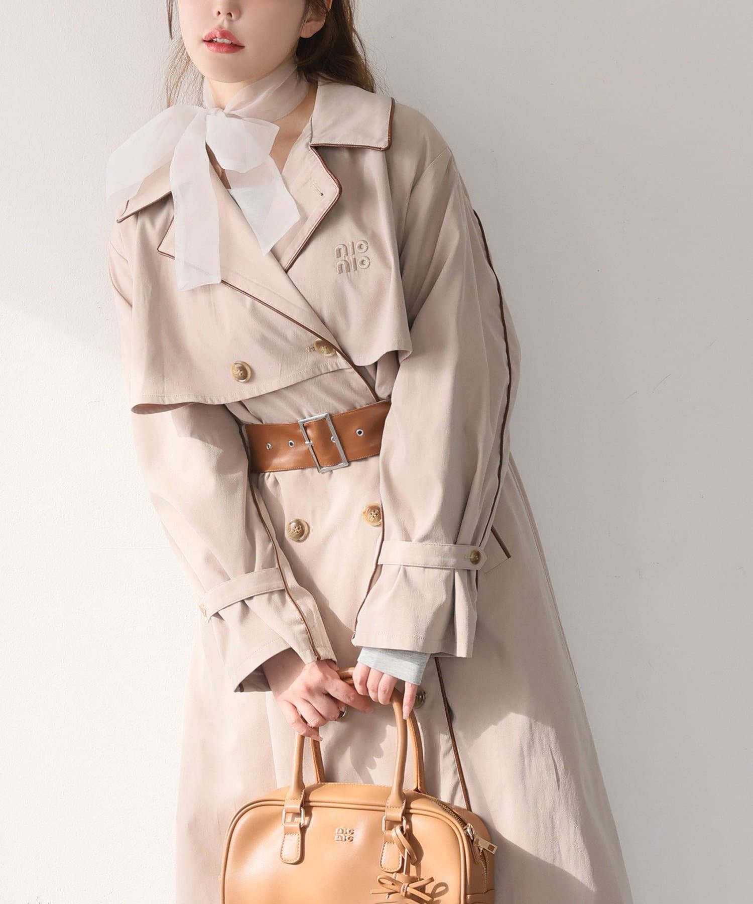 NICE CLAUP / OLIVE des OLIVE OUTLET(ナイスクラップ  / オリーブ デ オリーブ アウトレット) 【one after another】【オリジナルロゴ入り】配色トレンチコート