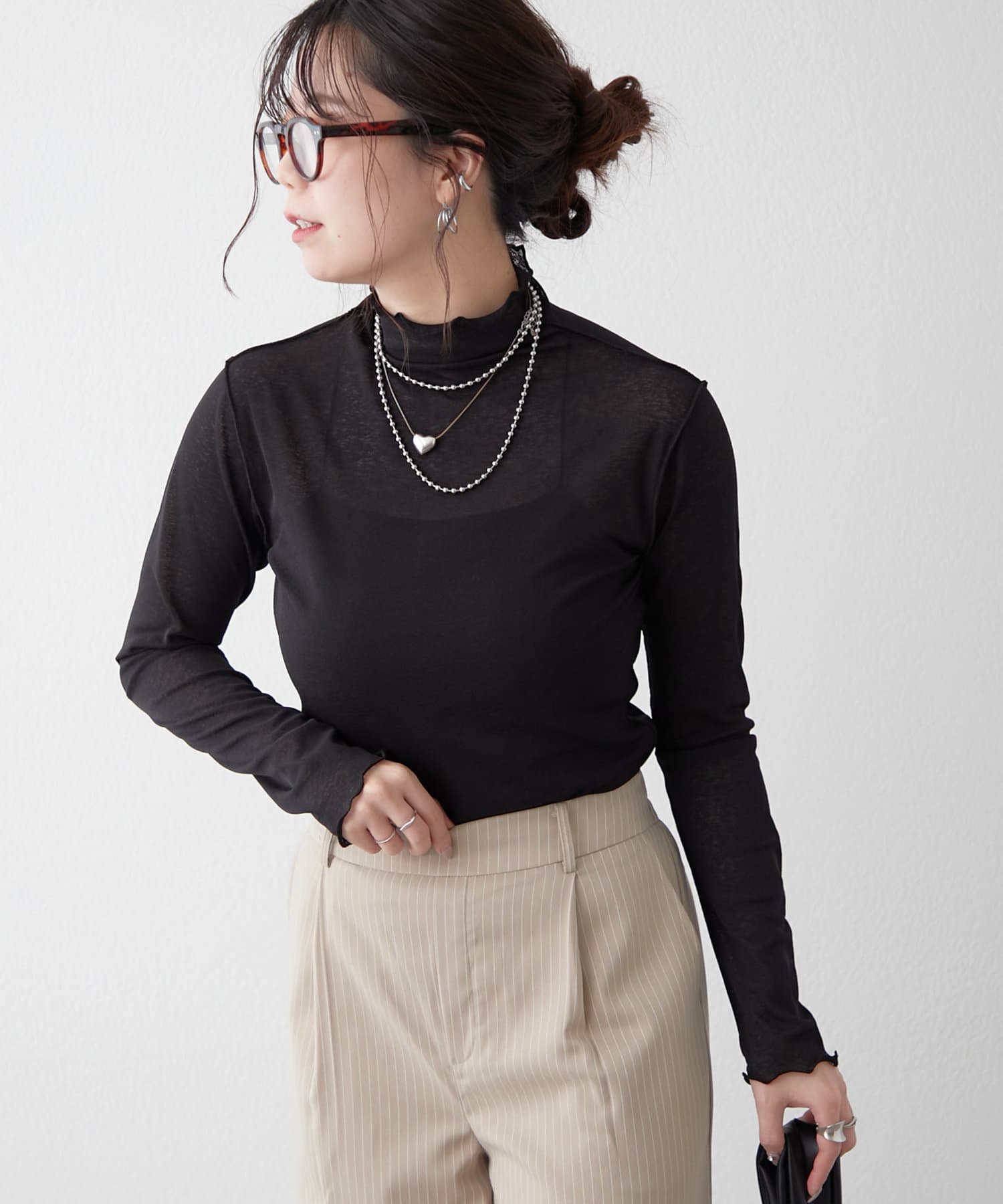NICE CLAUP / OLIVE des OLIVE OUTLET(ナイスクラップ  / オリーブ デ オリーブ アウトレット) 【2025SS】シアーハイネックプルオーバー