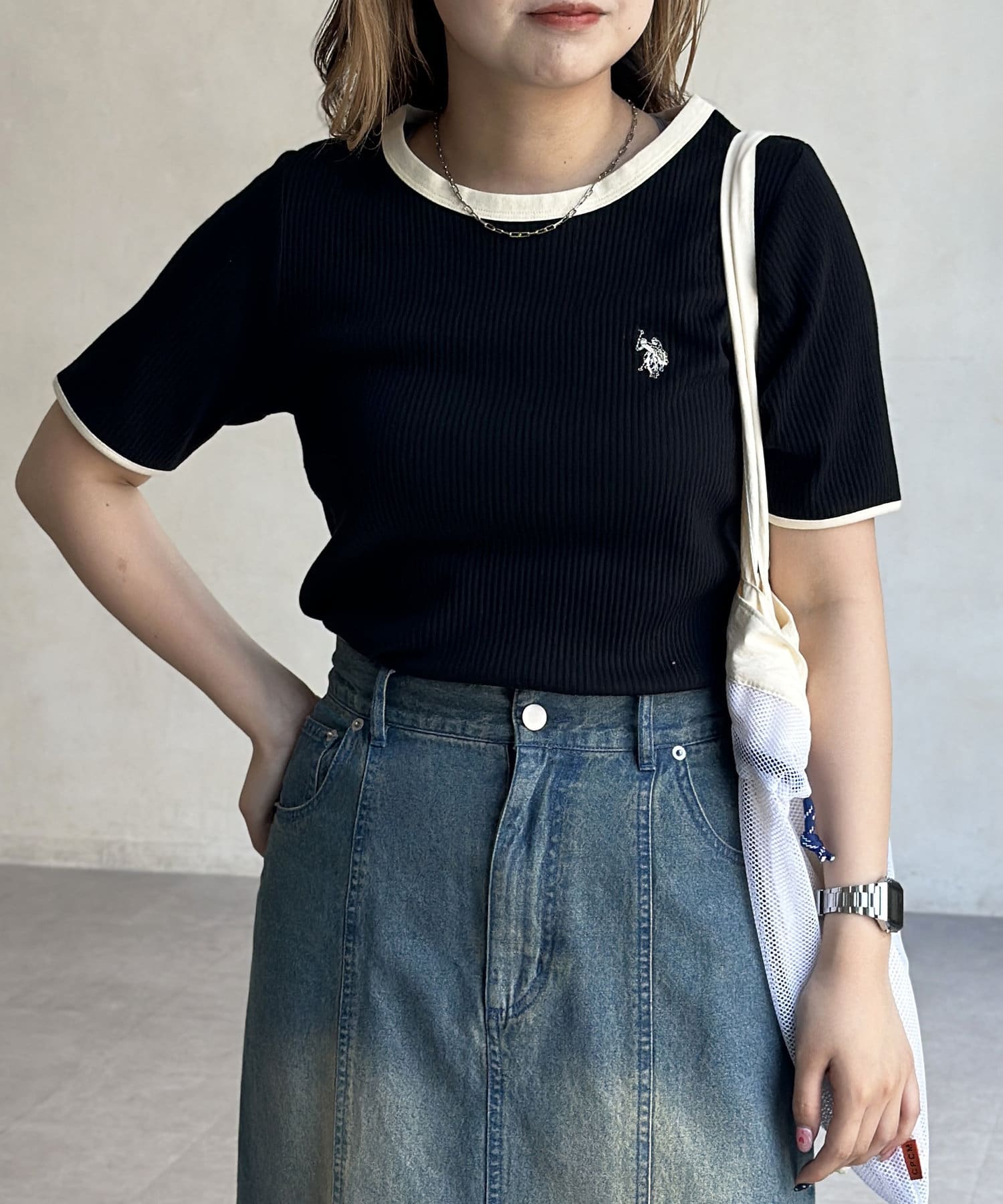 CPCM(シーピーシーエム) 【U.S. POLO ASSN.】クルーネック半袖リブT