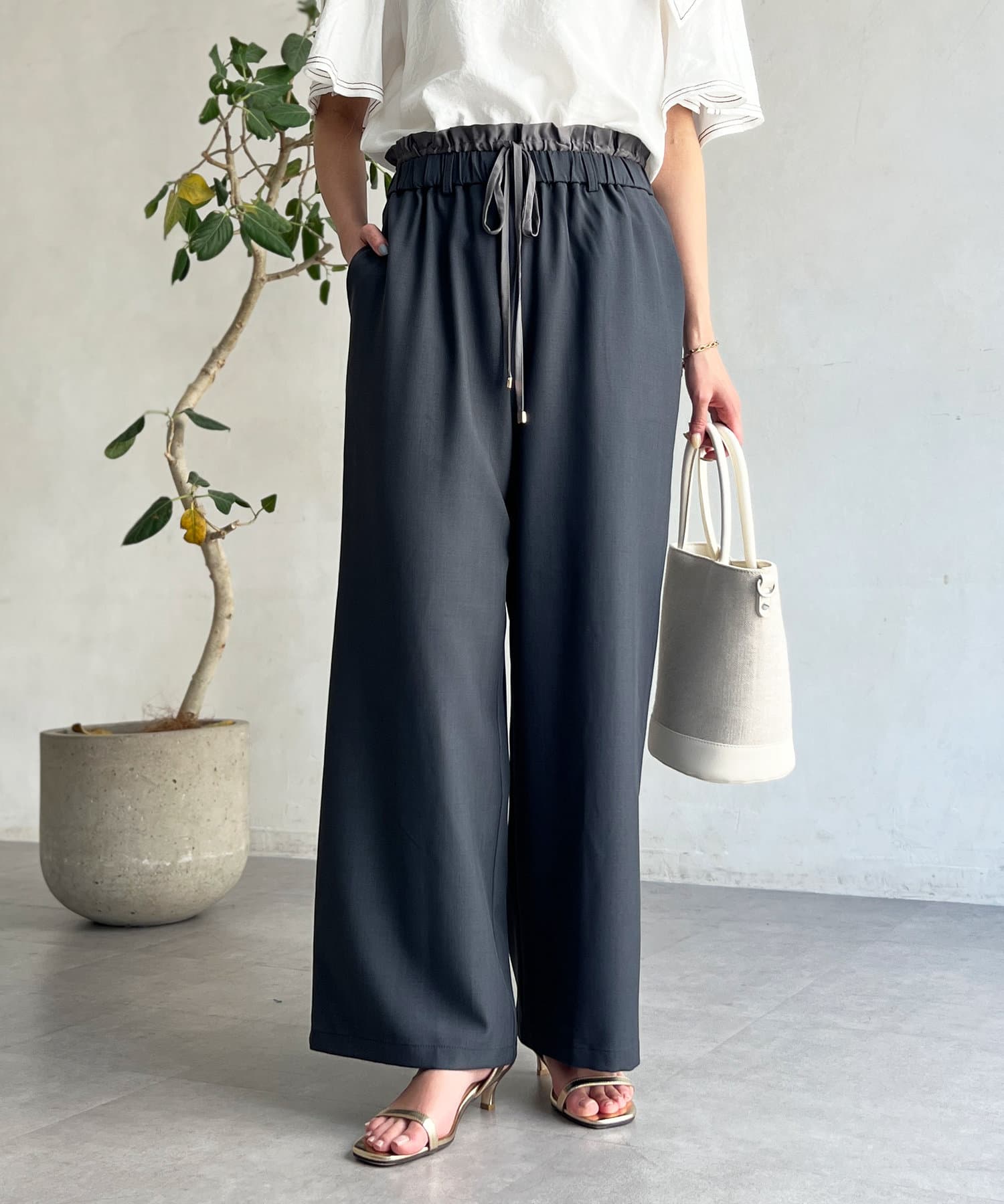 Chez toi(シェトワ) レイヤードウエストイージーパンツ