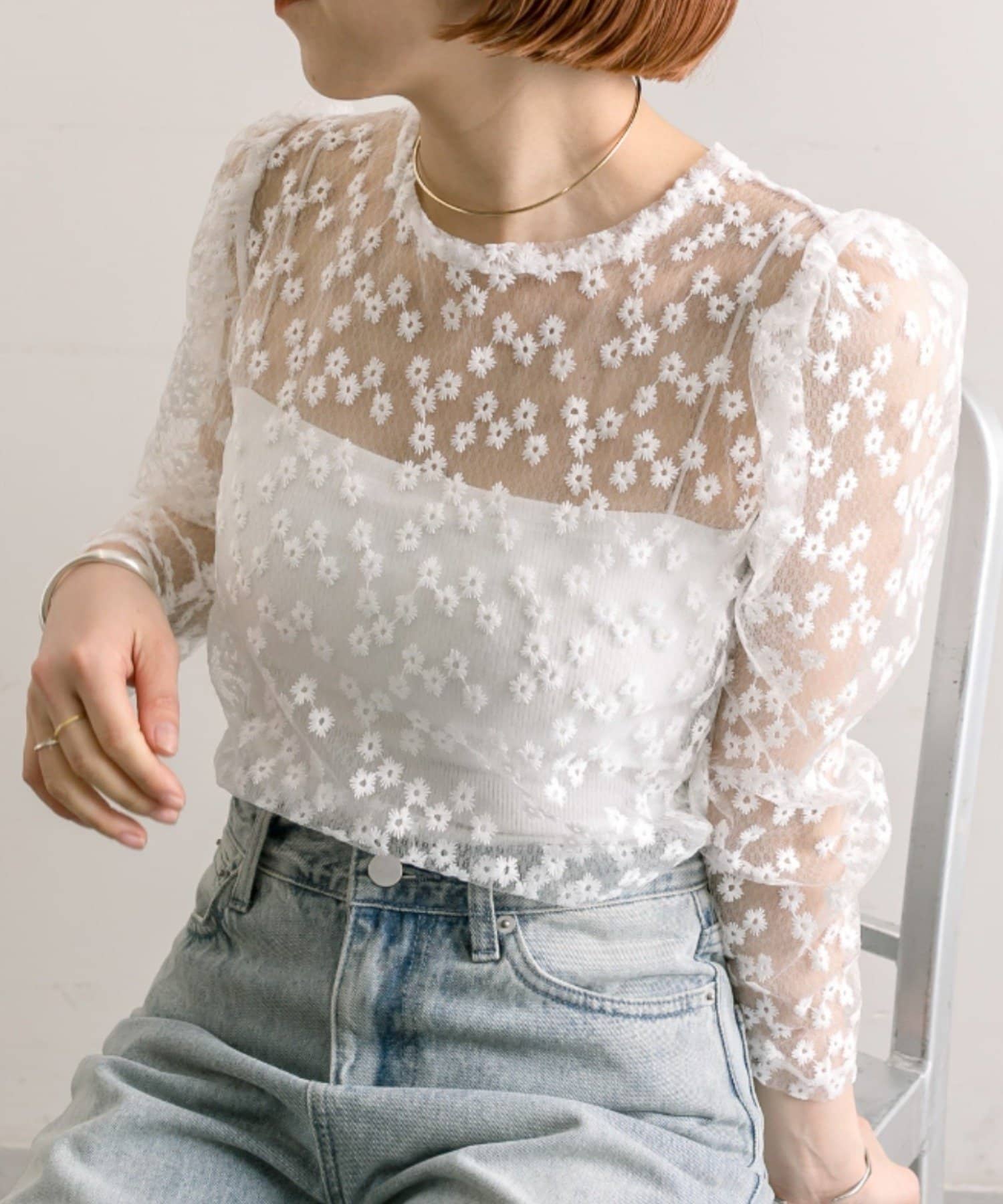 OUTLET(アウトレット) 【mystic】レースパワショルブラウス