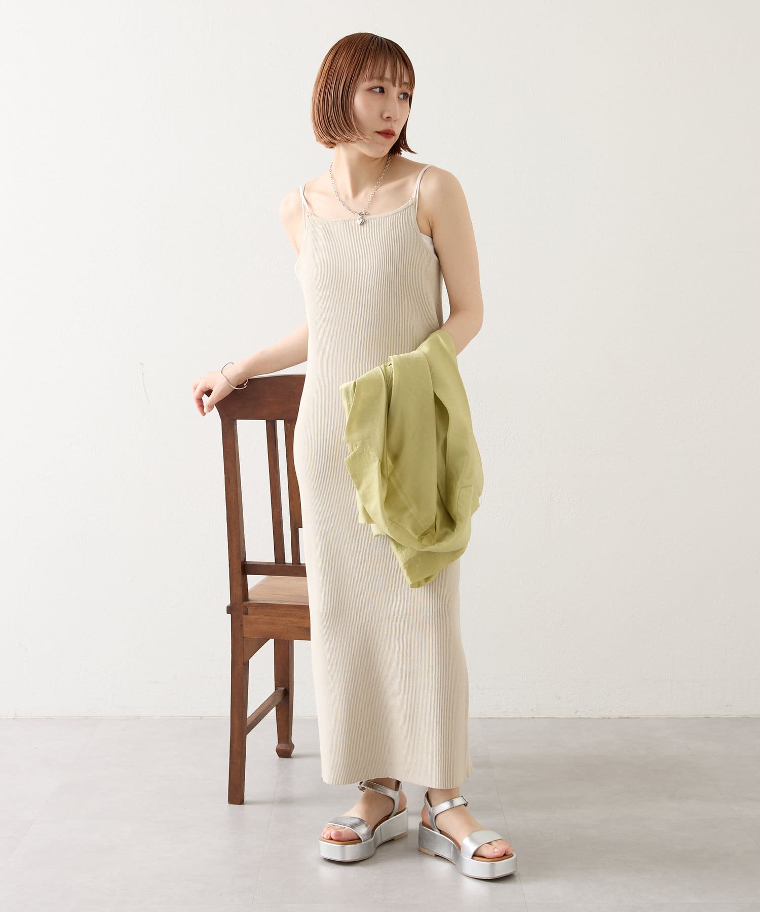 OUTLET(アウトレット) 【mystic】リブニットキャミワンピース