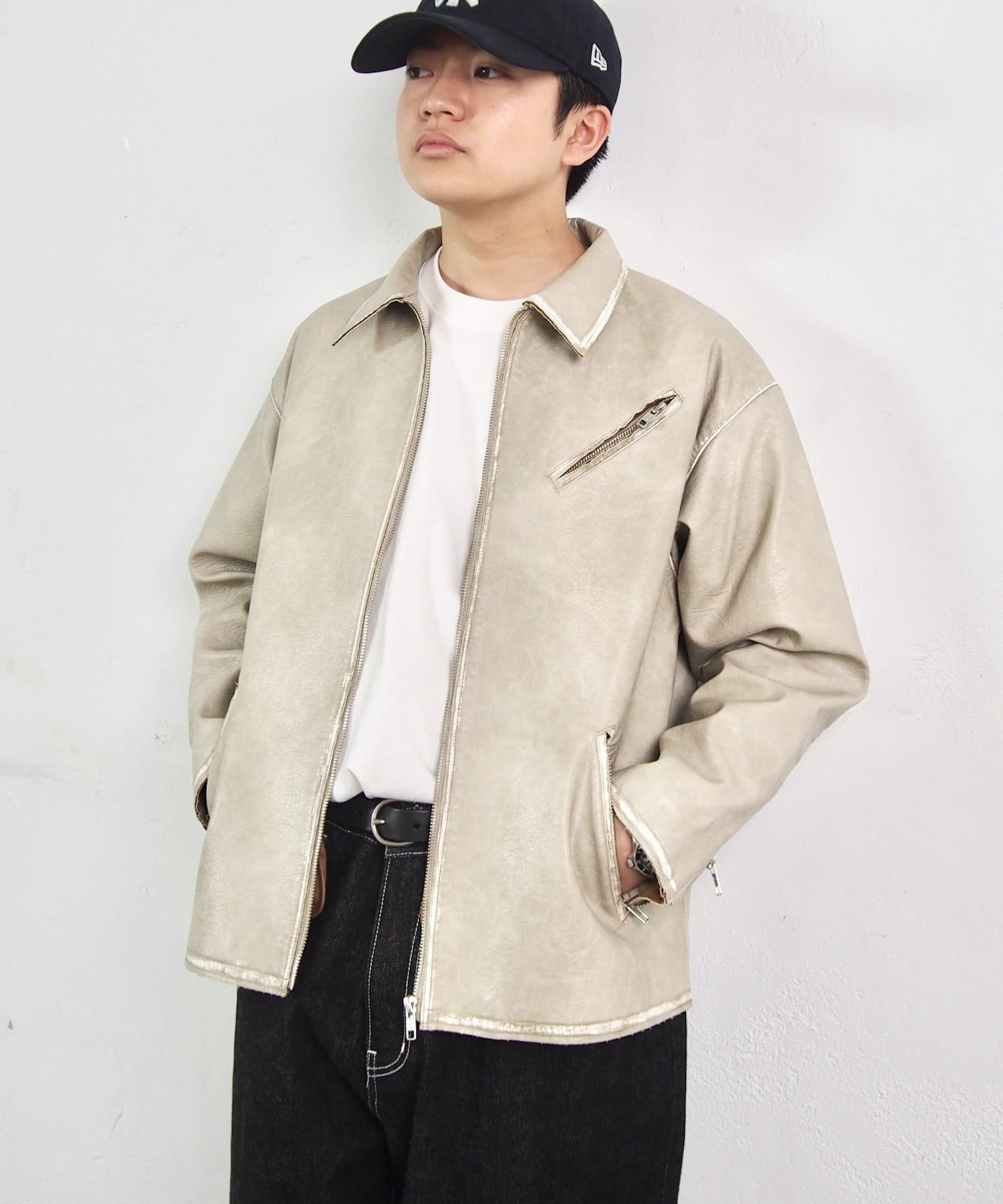 WHO'S WHO gallery】ボンディングフェイクレザージャケット