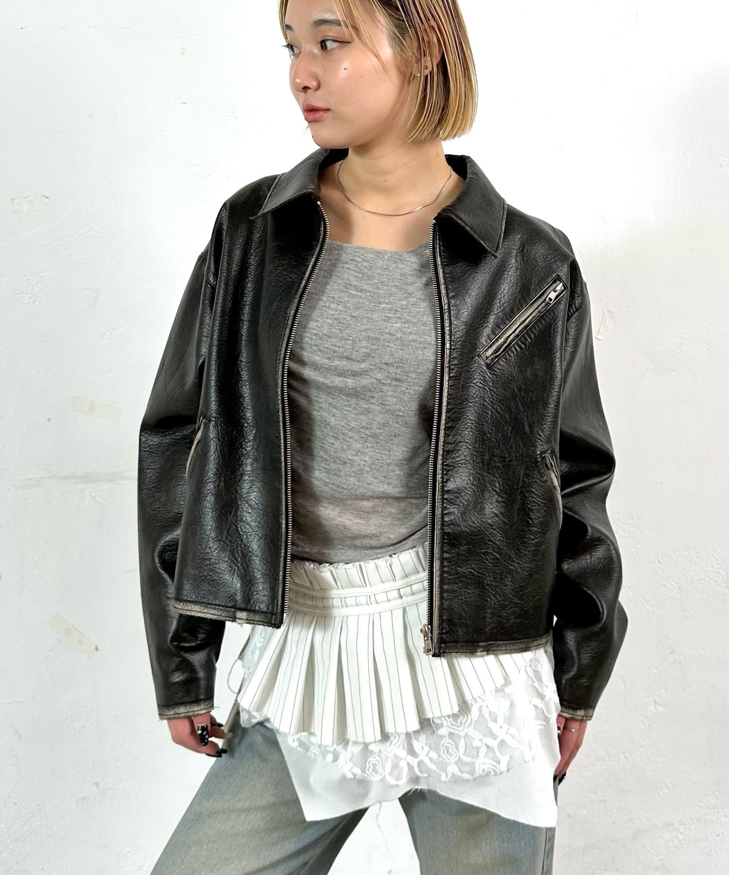 OUTLET(アウトレット) 【WHO'S WHO gallery】ボンディングレザージャケット