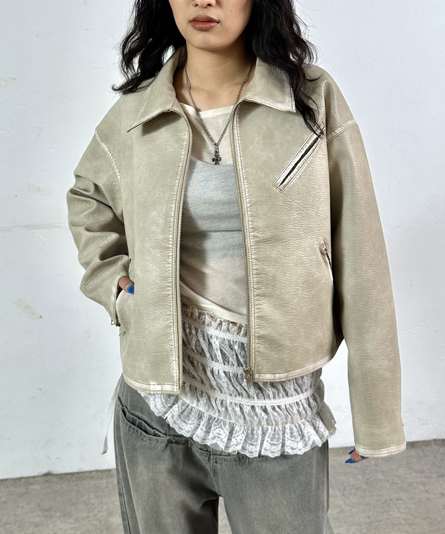 OUTLET(アウトレット) 【WHO'S WHO gallery】ボンディングレザージャケット