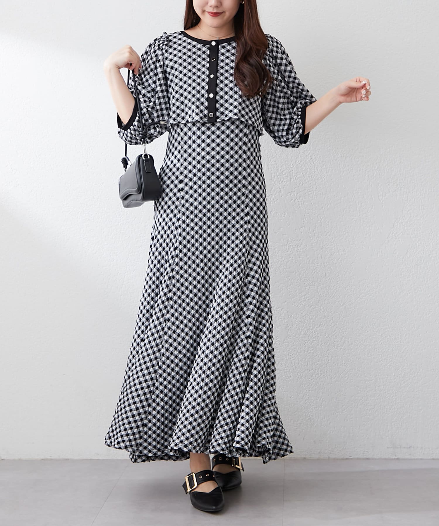 NICE CLAUP / OLIVE des OLIVE OUTLET(ナイスクラップ  / オリーブ デ オリーブ アウトレット) 【セットアイテム】【RMAF】配色カットジャガードワンピース