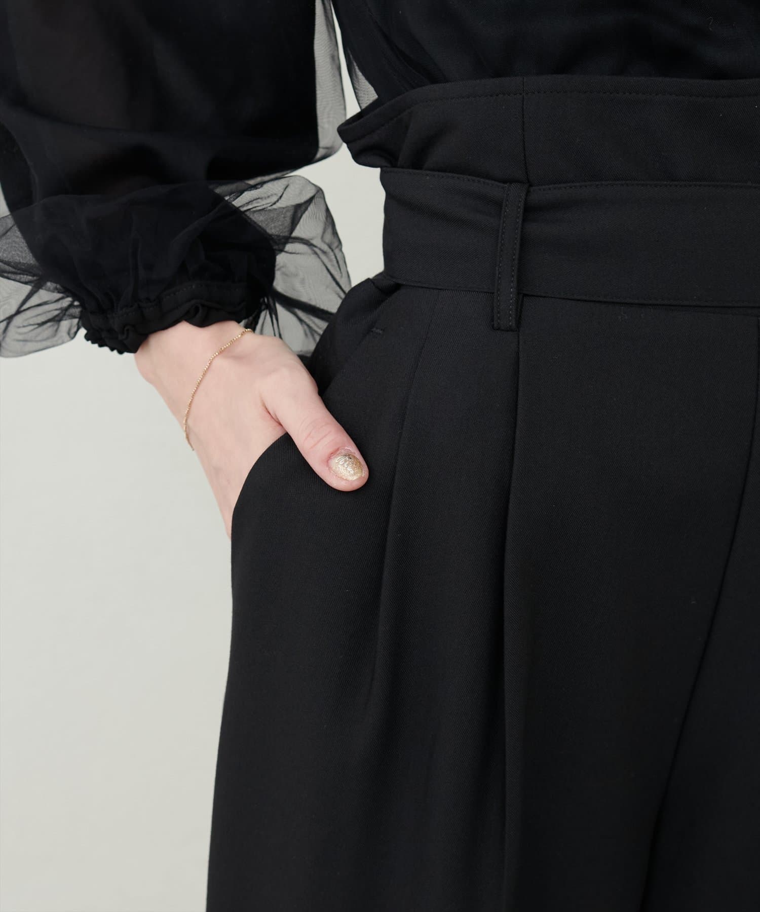 NICE CLAUP / OLIVE des OLIVE OUTLET(ナイスクラップ  / オリーブ デ オリーブ アウトレット) 【natural couture】Dカンベルト付きアシメハイウエストパンツ