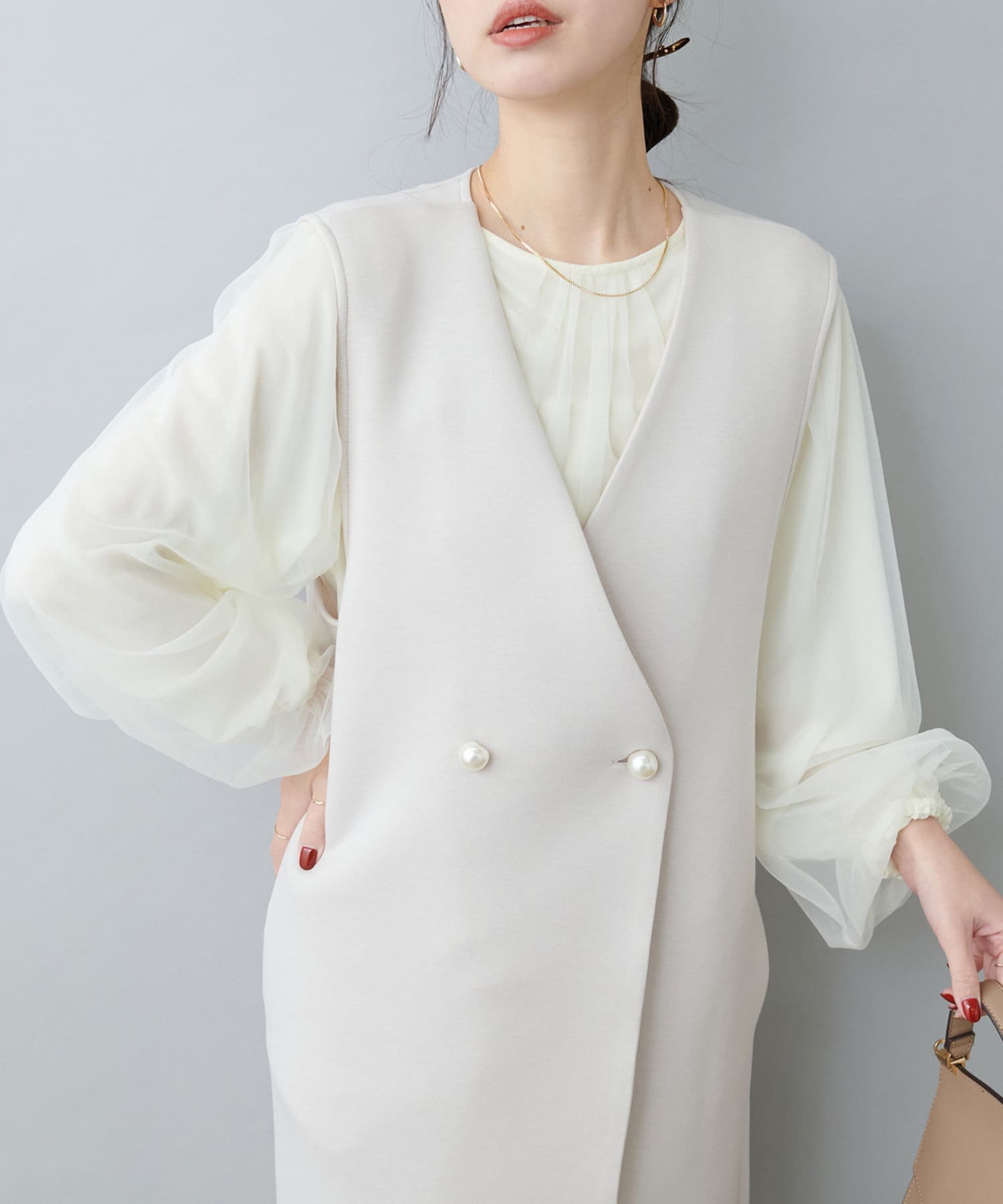 NICE CLAUP / OLIVE des OLIVE OUTLET(ナイスクラップ  / オリーブ デ オリーブ アウトレット) 【natural couture】チュールギャザートップス