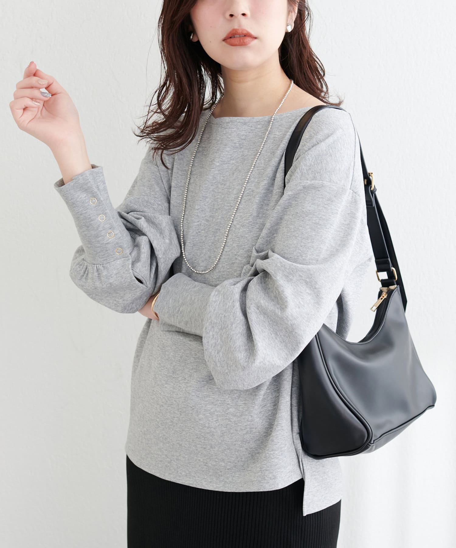 NICE CLAUP / OLIVE des OLIVE OUTLET(ナイスクラップ  / オリーブ デ オリーブ アウトレット) 【natural couture】袖口長めリブカットソー