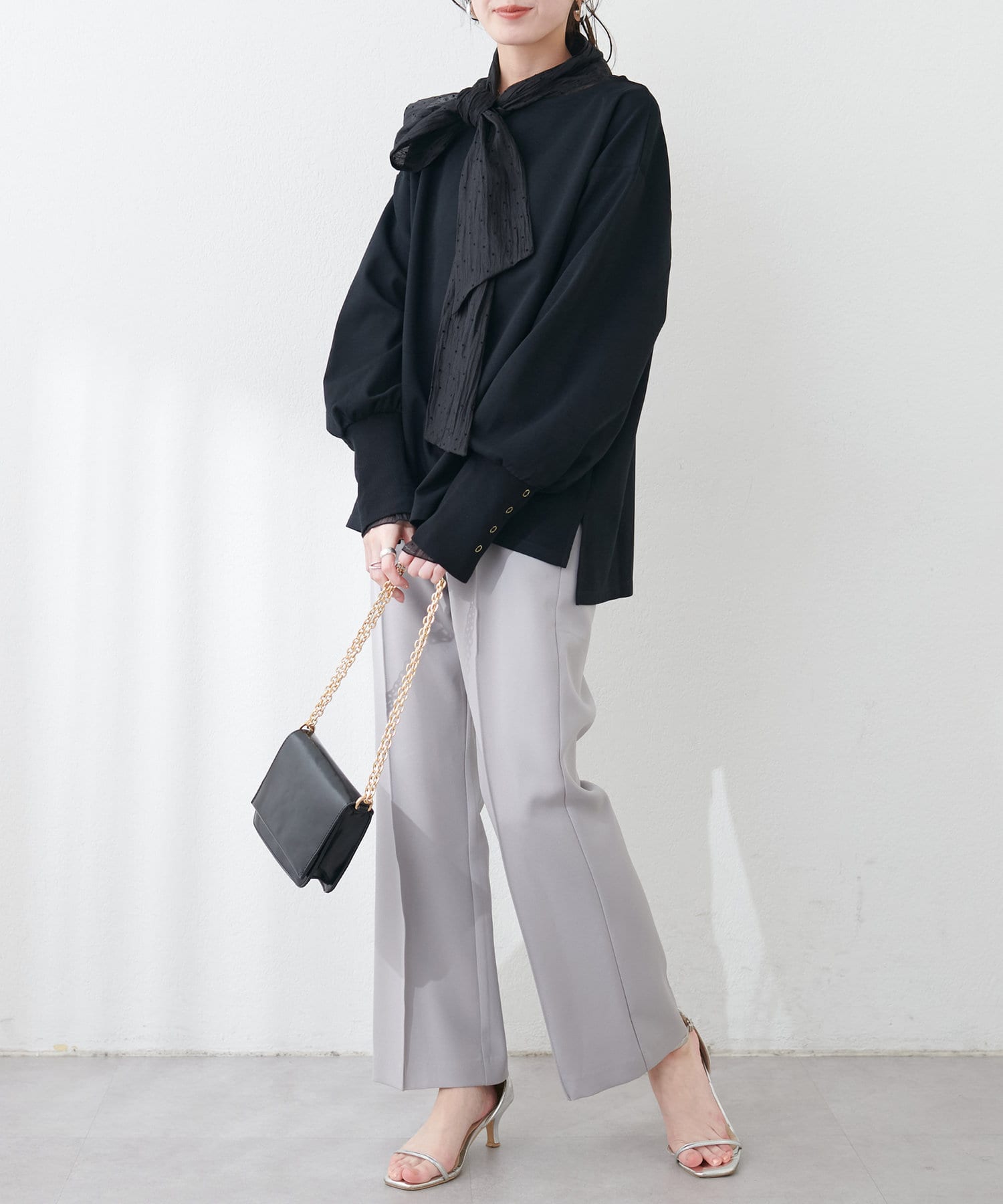 NICE CLAUP / OLIVE des OLIVE OUTLET(ナイスクラップ  / オリーブ デ オリーブ アウトレット) 【natural couture】袖口長めリブカットソー