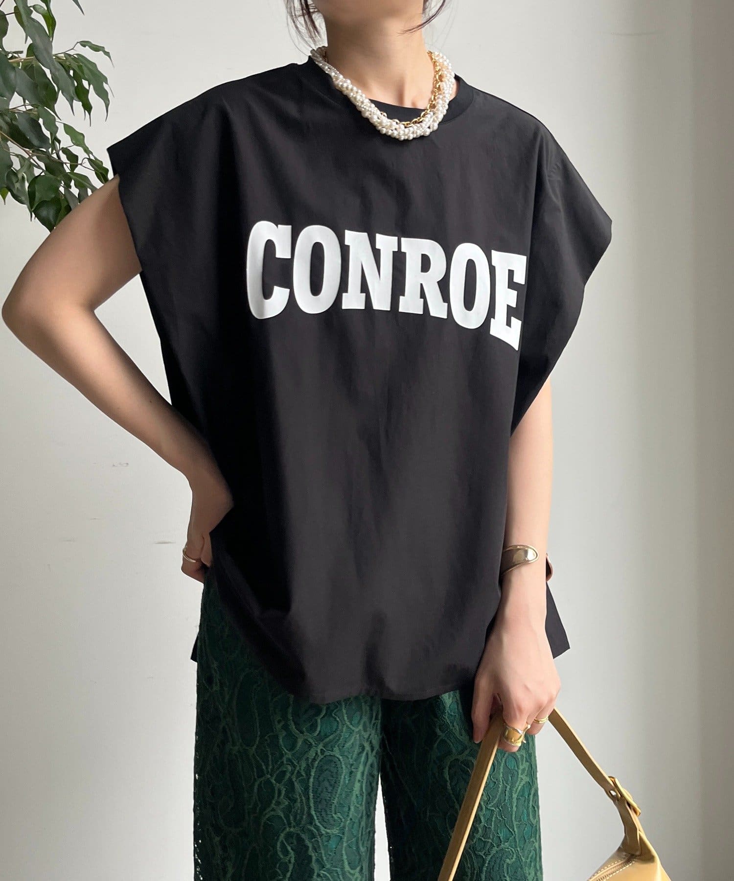 DOUDOU(ドゥドゥ) CONROロゴ布帛切替TEE