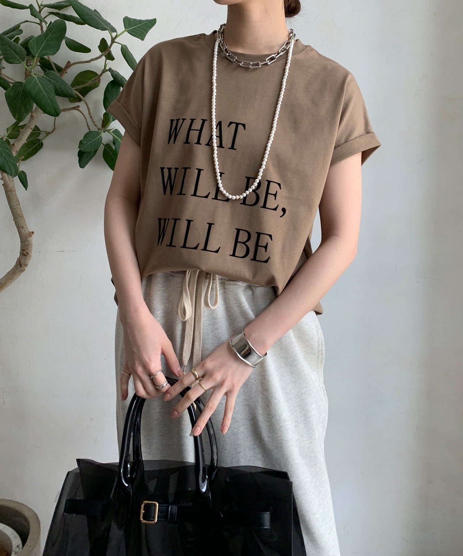 tシャツ 「WEB限定」 異素材切替フロッキーロゴTEE レディース DouDou tシャツ 「新色追加」JES'EN FICHEフロッキーロゴTEE