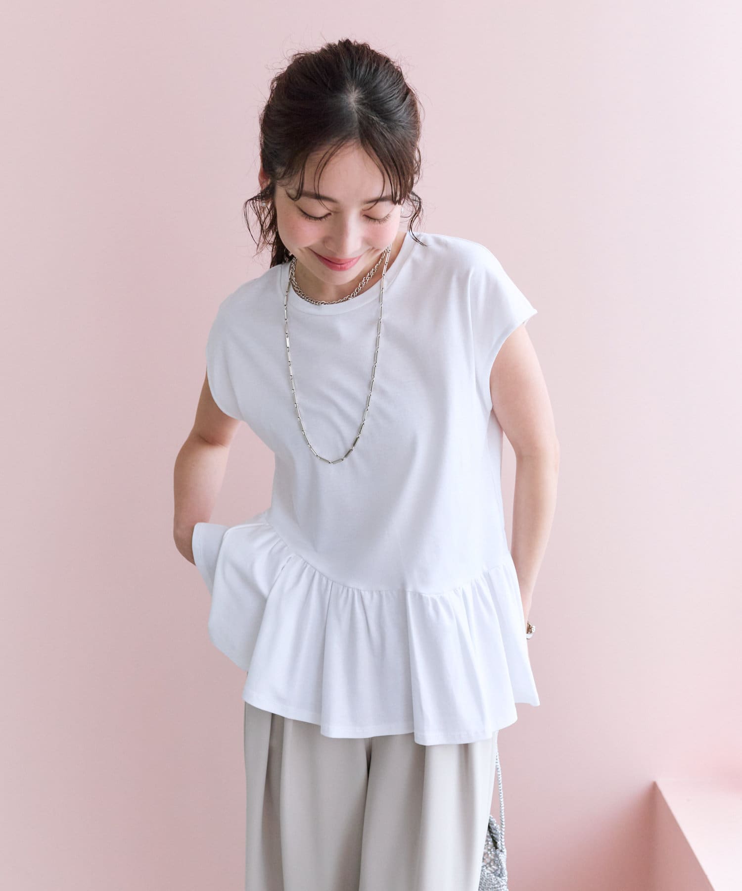 tシャツ 「スタイルUP」アシメペプラムカットソー レディース スタイルUP】アシメペプラムカットソー | La boutique BonBon