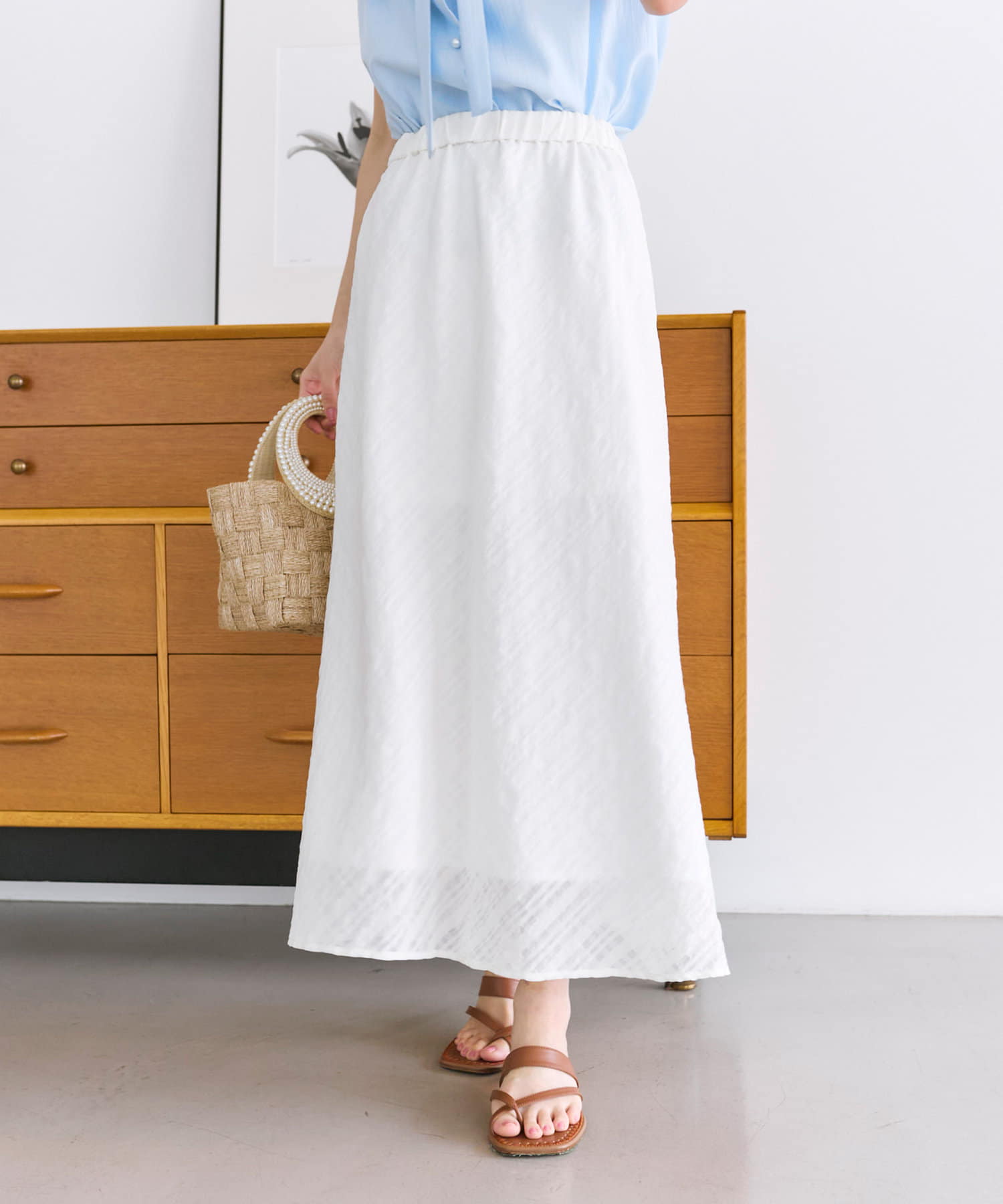 La boutique BonBon(ラブティックボンボン) 【清楚で上品】シアーチェックバイアススカート