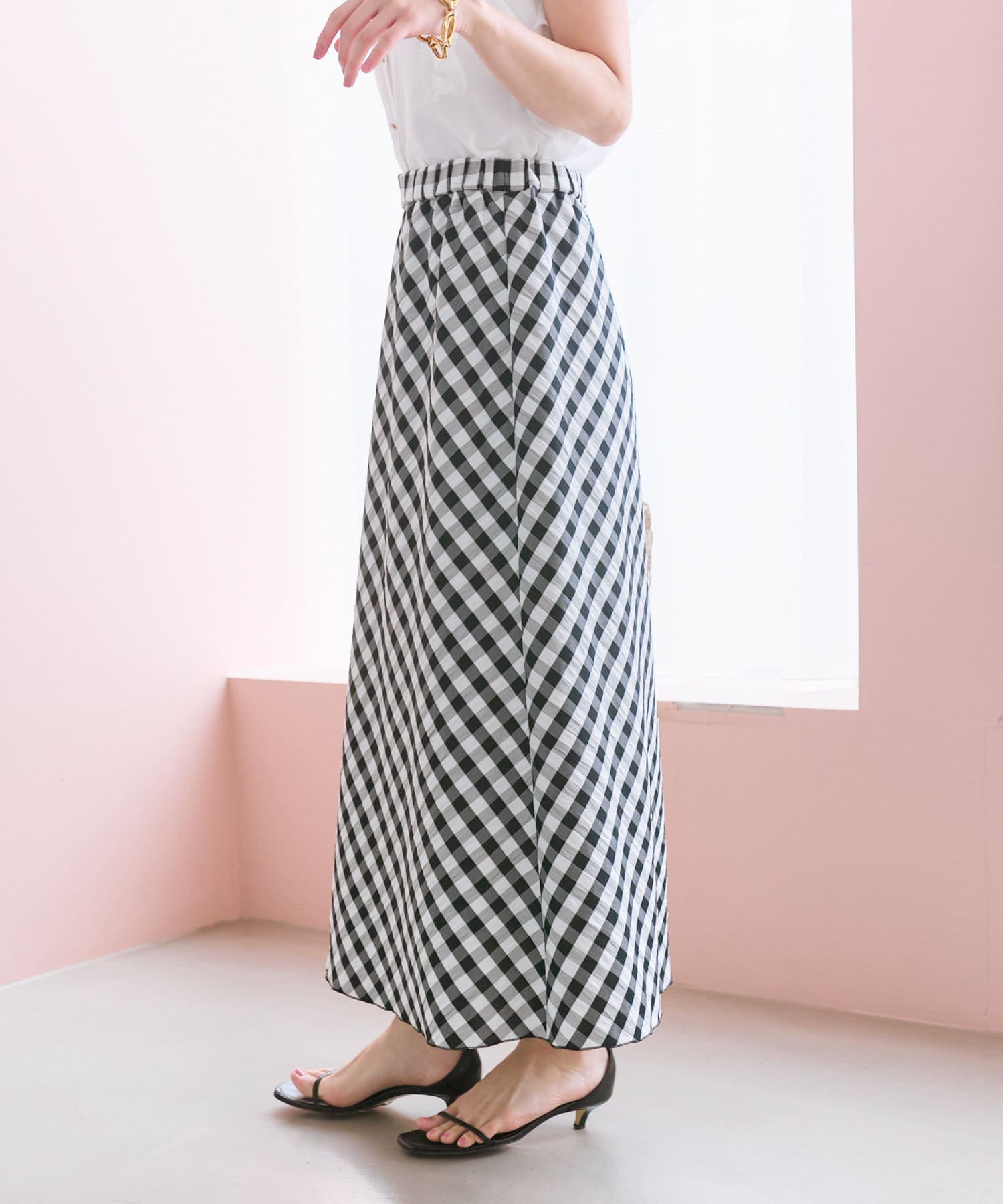清楚でお上品】ギンガムチェックバイアススカート | La boutique