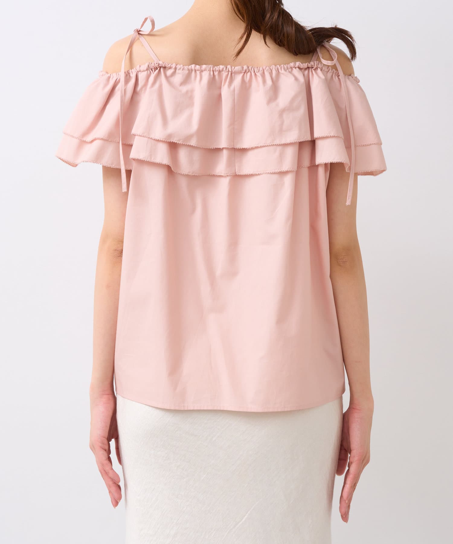 La boutique BonBon(ラブティックボンボン) 【取り入れやすいトレンド】コットンシルクラッフルブラウス