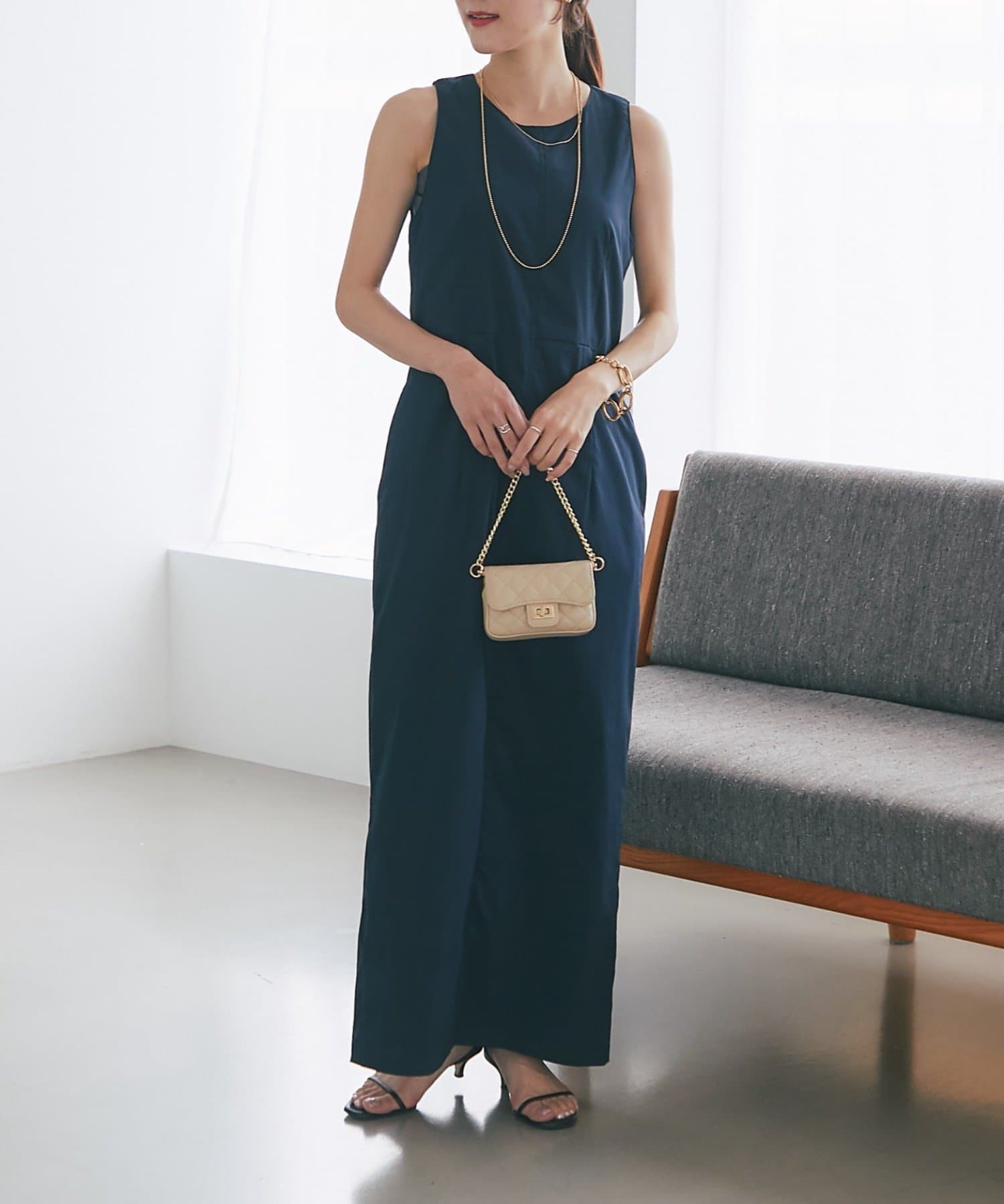 La boutique BonBon(ラブティックボンボン) 【程よいアメスリ】コットンナイロンアメスリワンピース