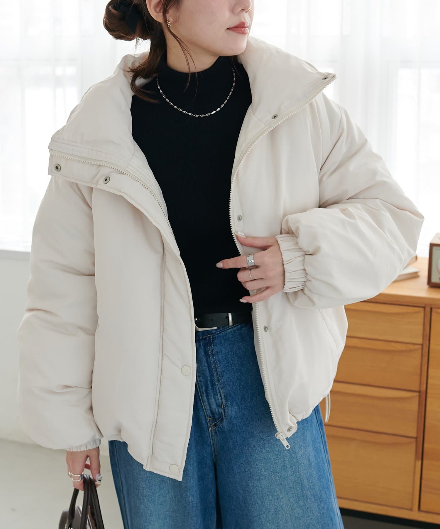 万能アウター/マフラーいらず◎/WEB限定】袖ボリュームショート