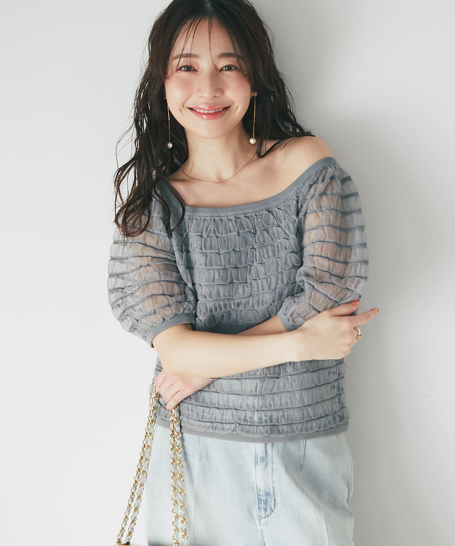La boutique BonBon - 【ラブティックボンボン】シアーシャーリングボーダーニット ラブティックボンボン】シアーシャーリングボーダーニット 【La