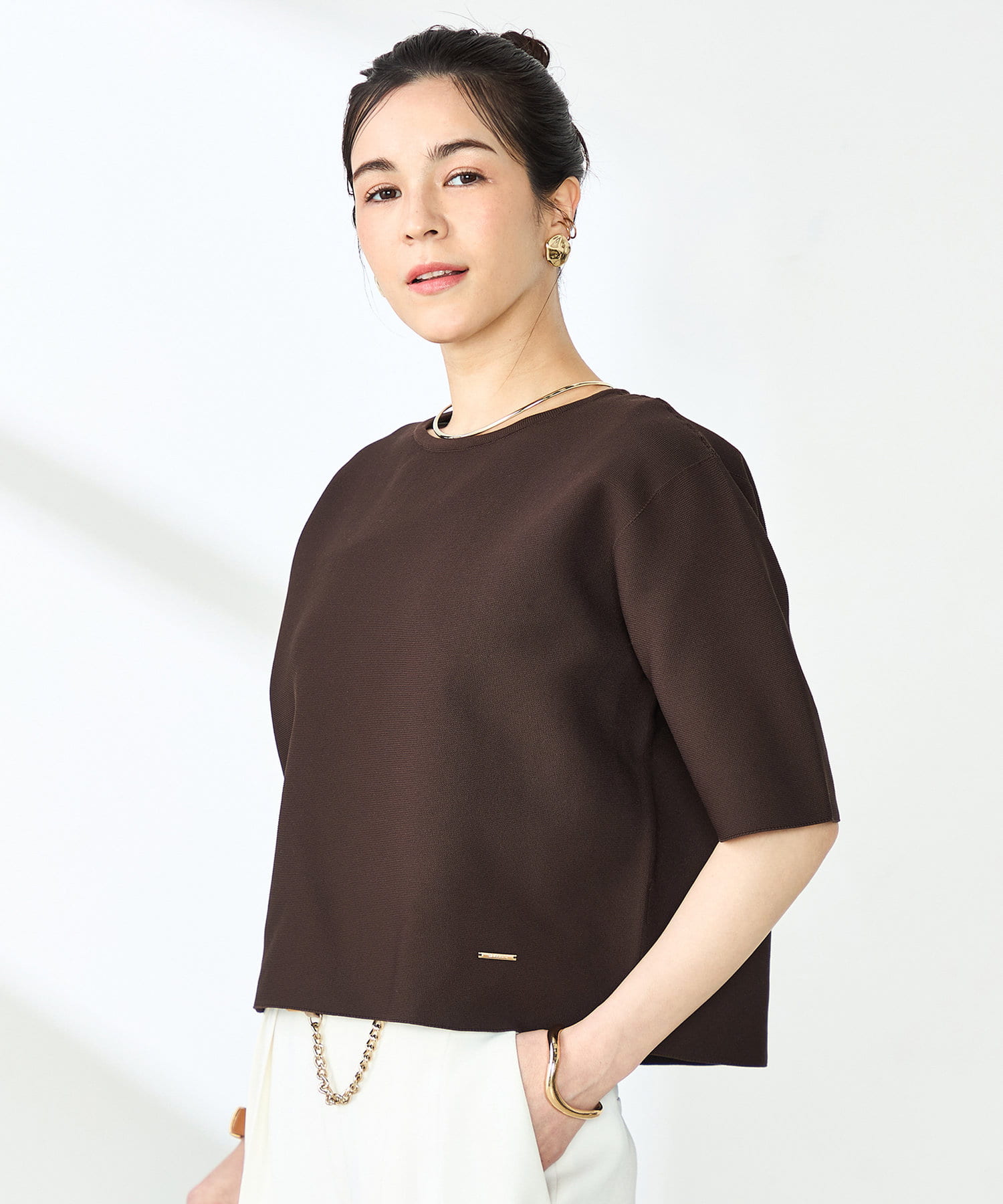 NOLLEY'S(ノーリーズ) 《手洗い可能》ホールガーメントニットTシャツ
