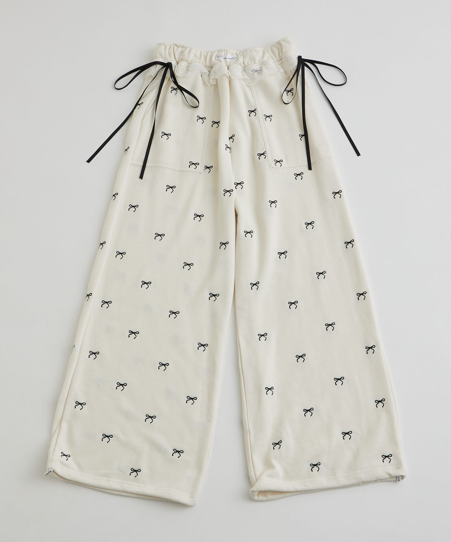 OLIVE des OLIVE(オリーブ デ オリーブ) 【SNSで話題の！】リボン柄ウエストフリルスウェットパンツ