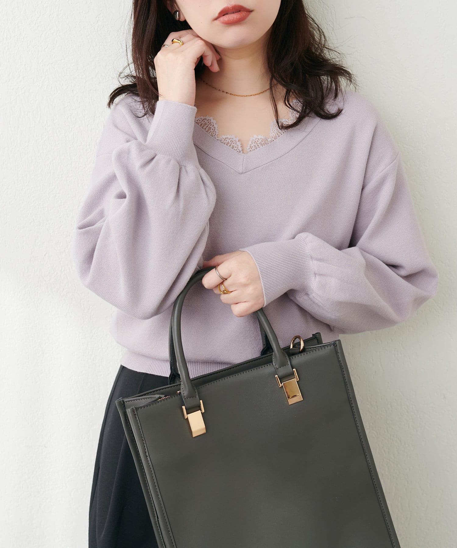 NICE CLAUP / OLIVE des OLIVE OUTLET(ナイスクラップ  / オリーブ デ オリーブ アウトレット) 【natural couture】レース衿ネックプルオーバー