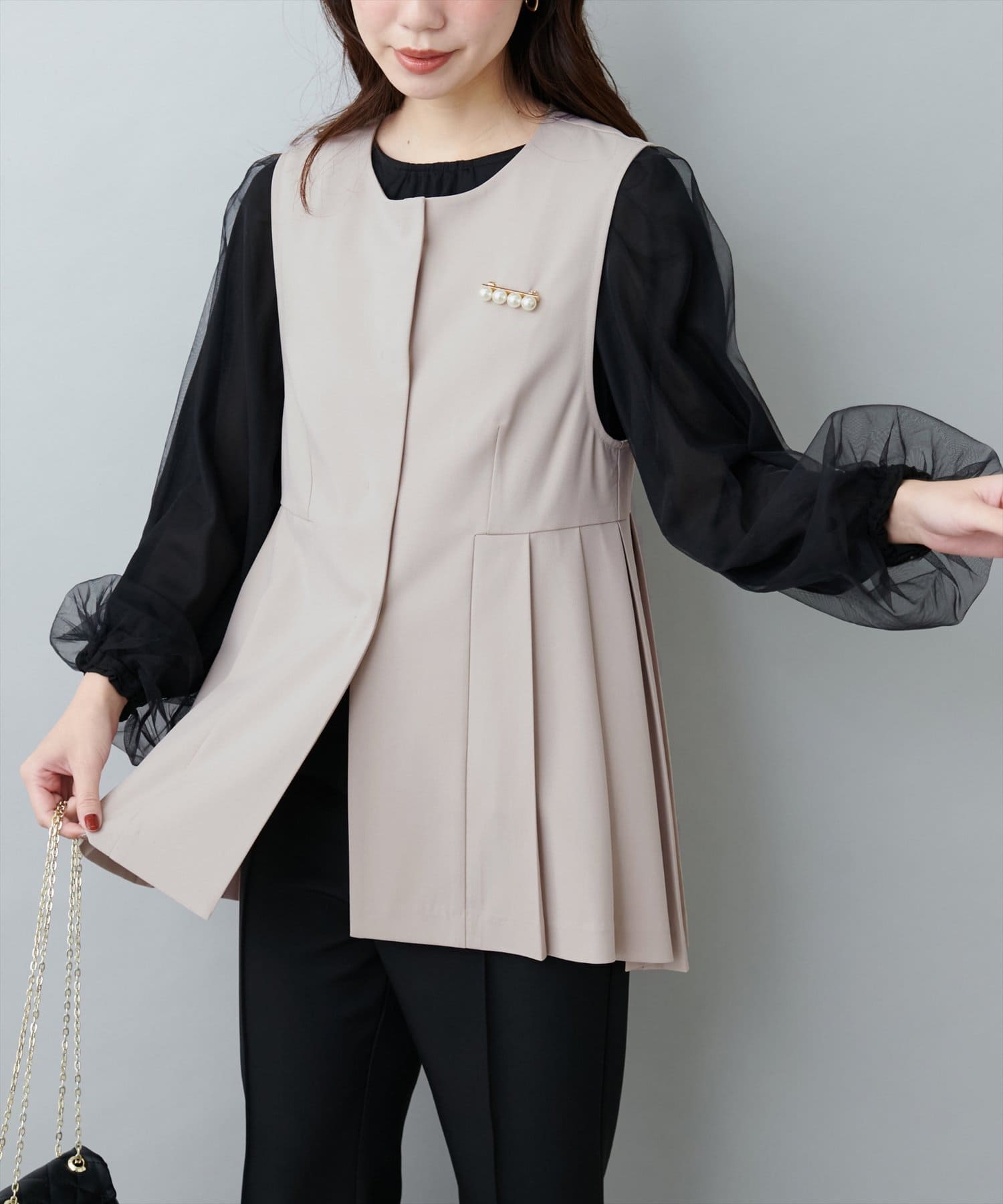 NICE CLAUP / OLIVE des OLIVE OUTLET(ナイスクラップ  / オリーブ デ オリーブ アウトレット) 【natural couture】ツイルタックベスト