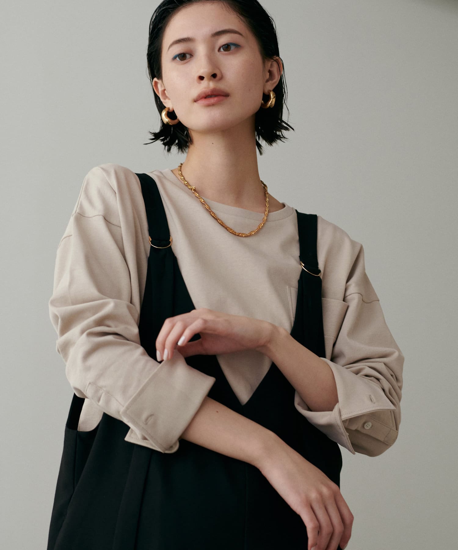 NICE CLAUP / OLIVE des OLIVE OUTLET(ナイスクラップ  / オリーブ デ オリーブ アウトレット) 【LARUTA】カフス付き天竺カットプルオーバー