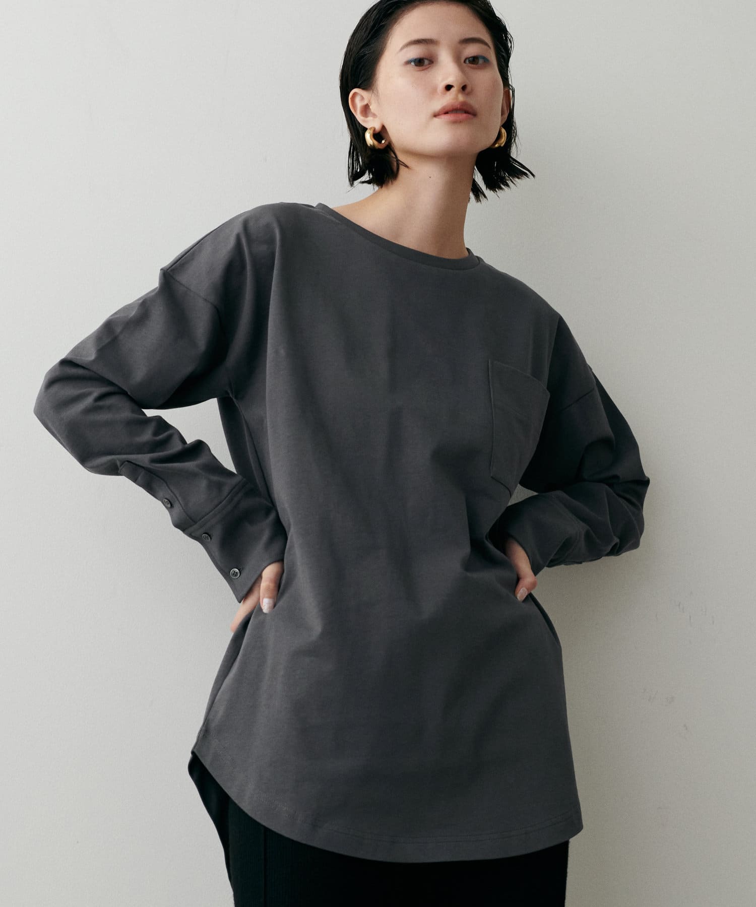 NICE CLAUP / OLIVE des OLIVE OUTLET(ナイスクラップ  / オリーブ デ オリーブ アウトレット) 【LARUTA】カフス付き天竺カットプルオーバー