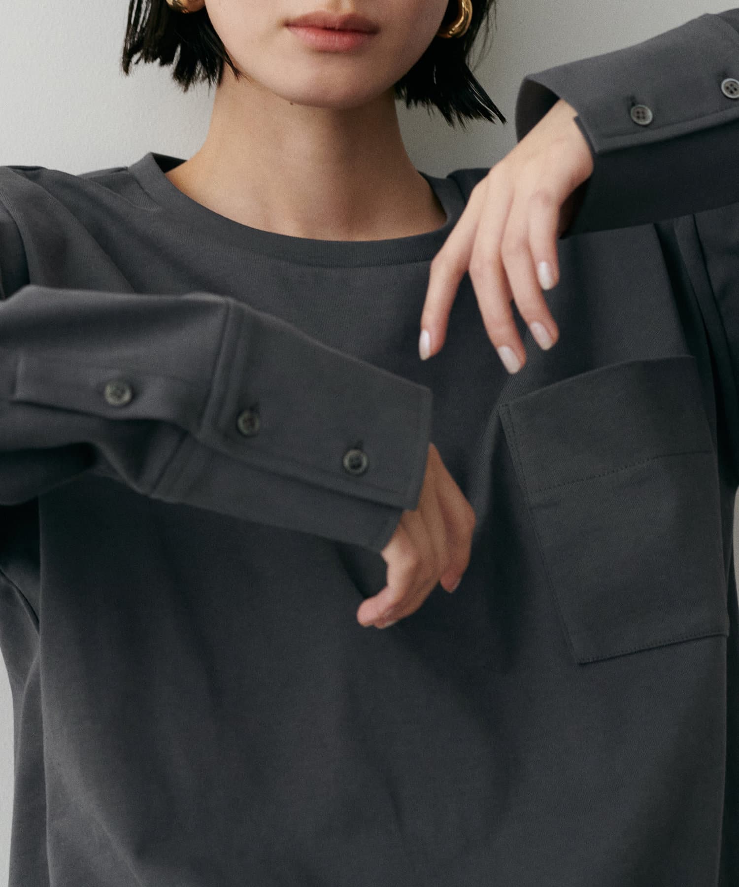 NICE CLAUP / OLIVE des OLIVE OUTLET(ナイスクラップ  / オリーブ デ オリーブ アウトレット) 【LARUTA】カフス付き天竺カットプルオーバー