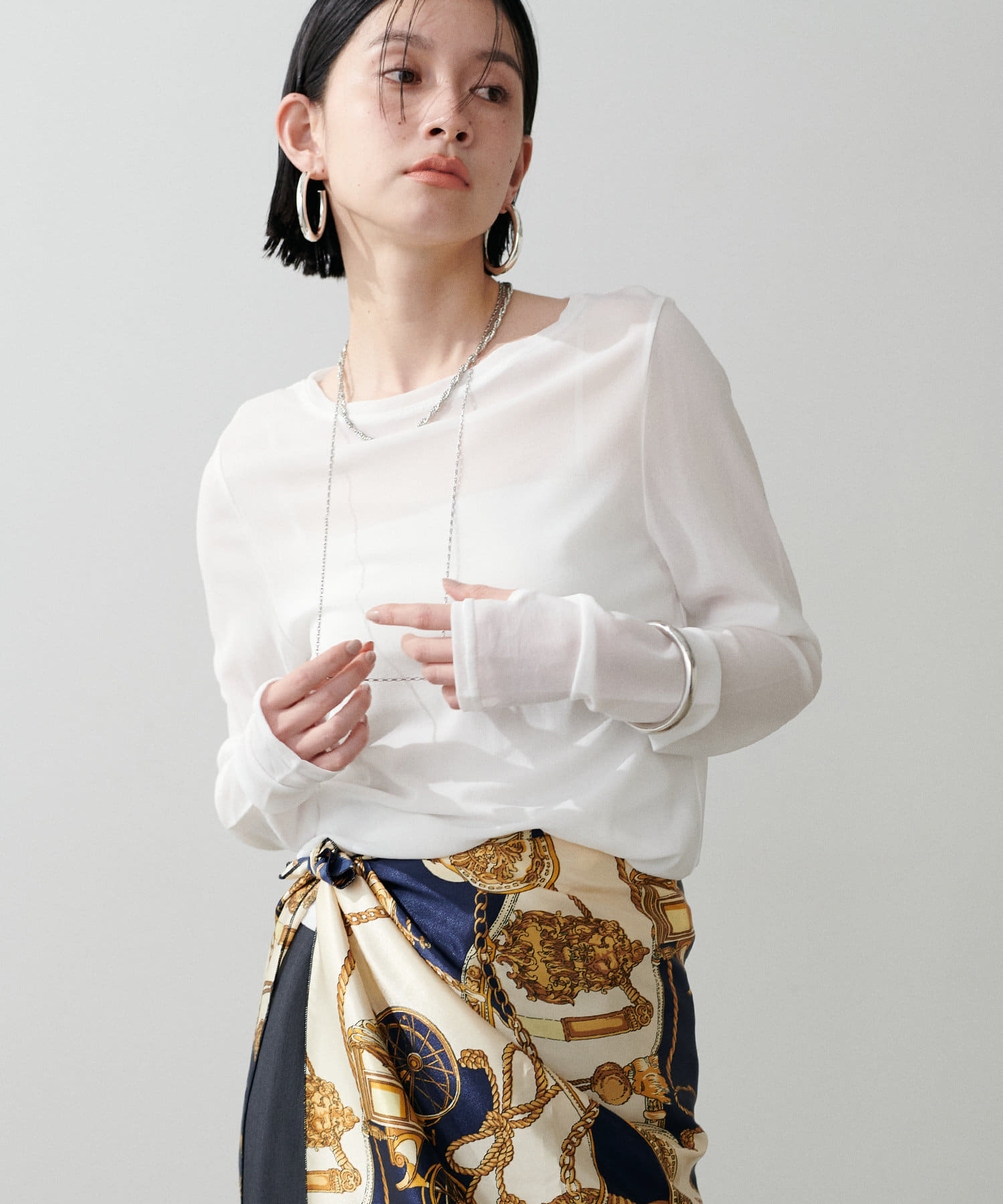 NICE CLAUP / OLIVE des OLIVE OUTLET(ナイスクラップ  / オリーブ デ オリーブ アウトレット) 【LARUTA】メッシュチュールプルオーバー