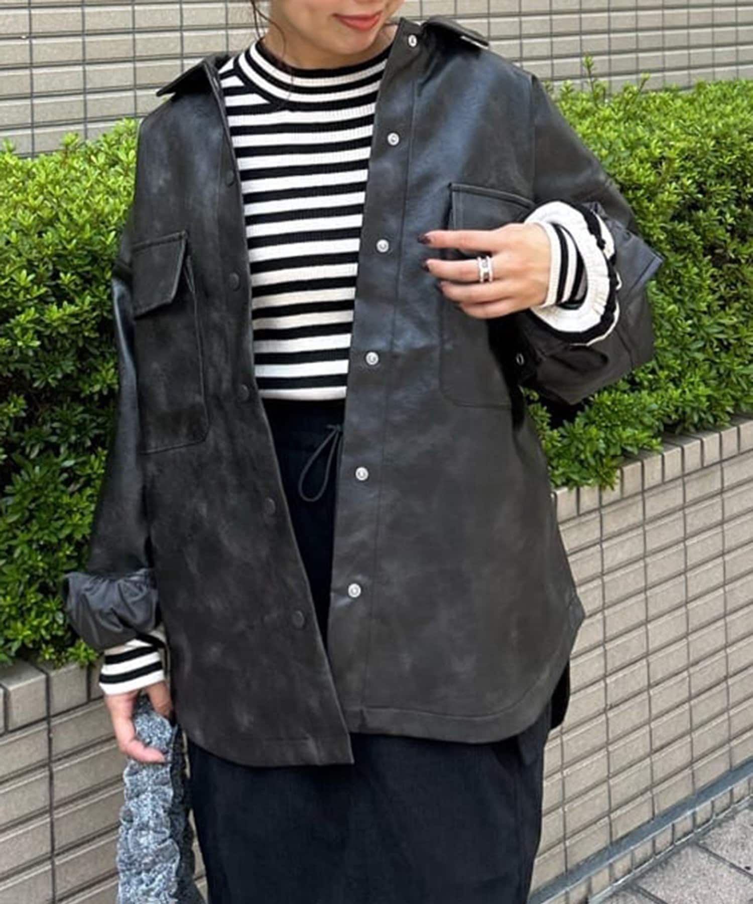 NICE CLAUP / OLIVE des OLIVE OUTLET(ナイスクラップ  / オリーブ デ オリーブ アウトレット) フェイクレザーシャツジャケット