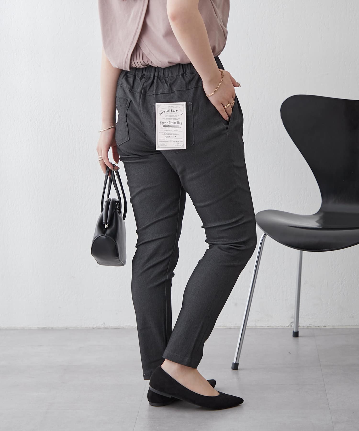 NICE CLAUP / OLIVE des OLIVE OUTLET(ナイスクラップ  / オリーブ デ オリーブ アウトレット) 【ＮＡＯ】デニム風スキニー前タックパンツ