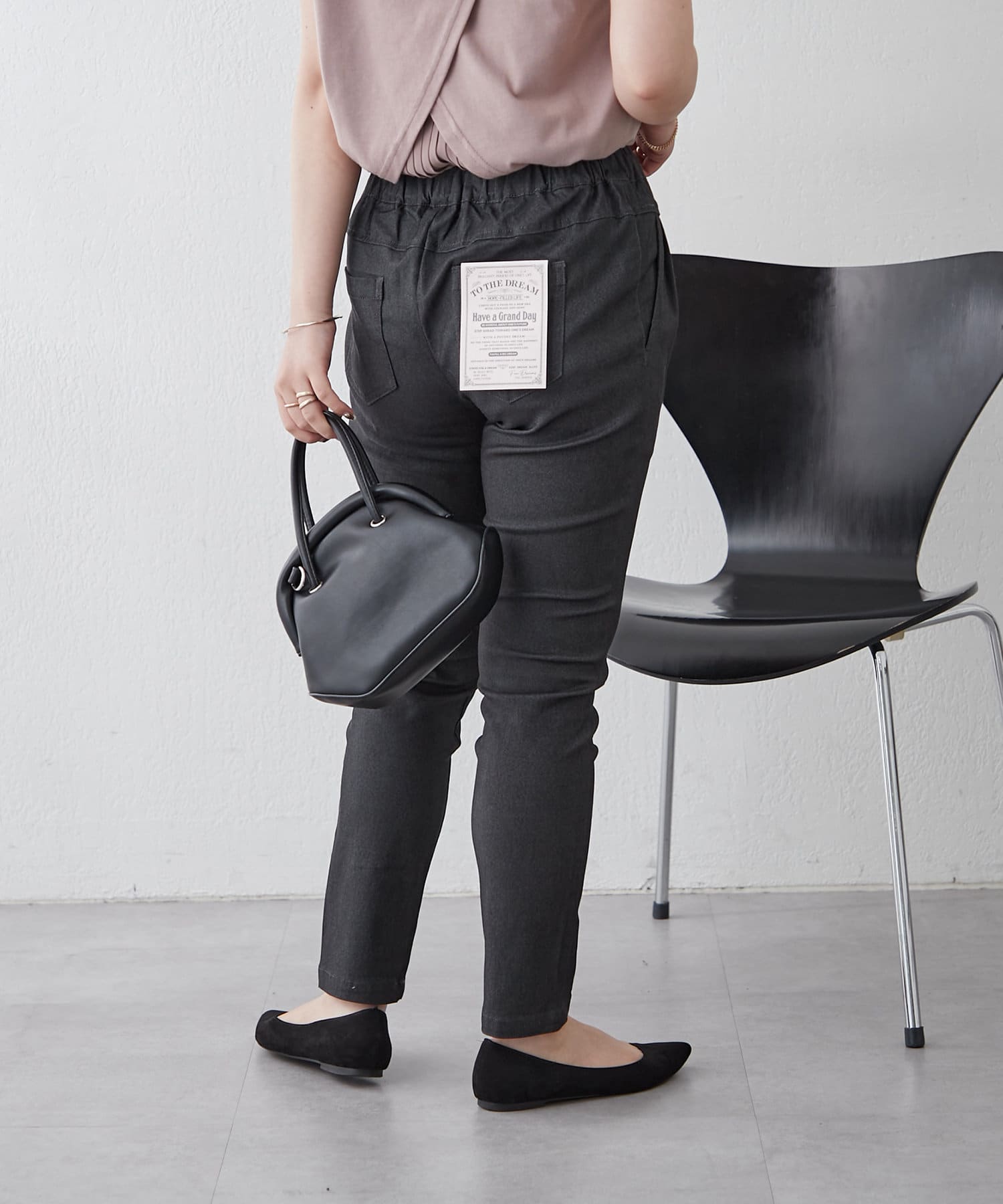 NICE CLAUP / OLIVE des OLIVE OUTLET(ナイスクラップ  / オリーブ デ オリーブ アウトレット) 【ＮＡＯ】デニム風スキニー前タックパンツ