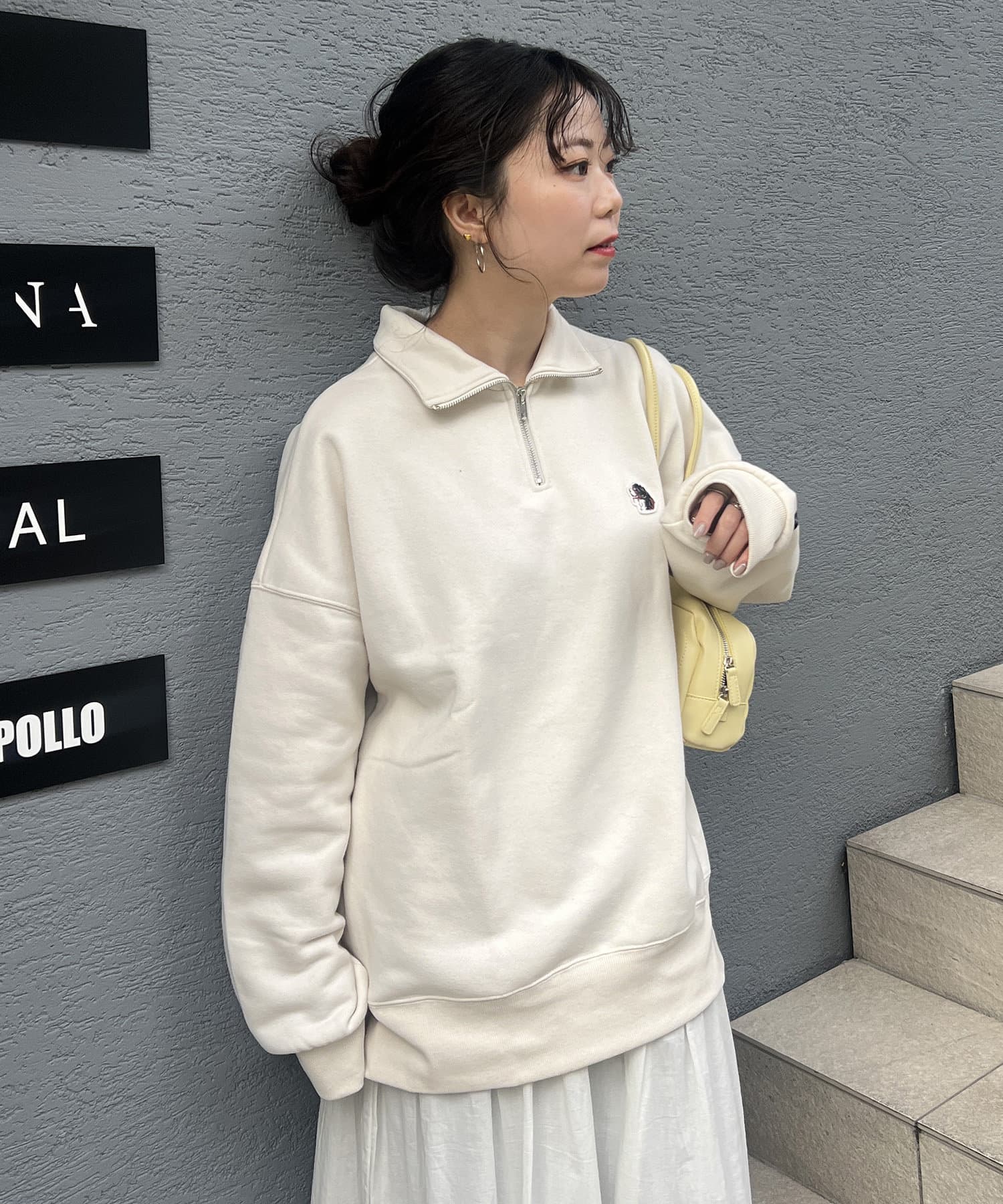 NICE CLAUP / OLIVE des OLIVE OUTLET(ナイスクラップ  / オリーブ デ オリーブ アウトレット) 【NUNIFE】裏起毛ハーフZIPプルオーバー